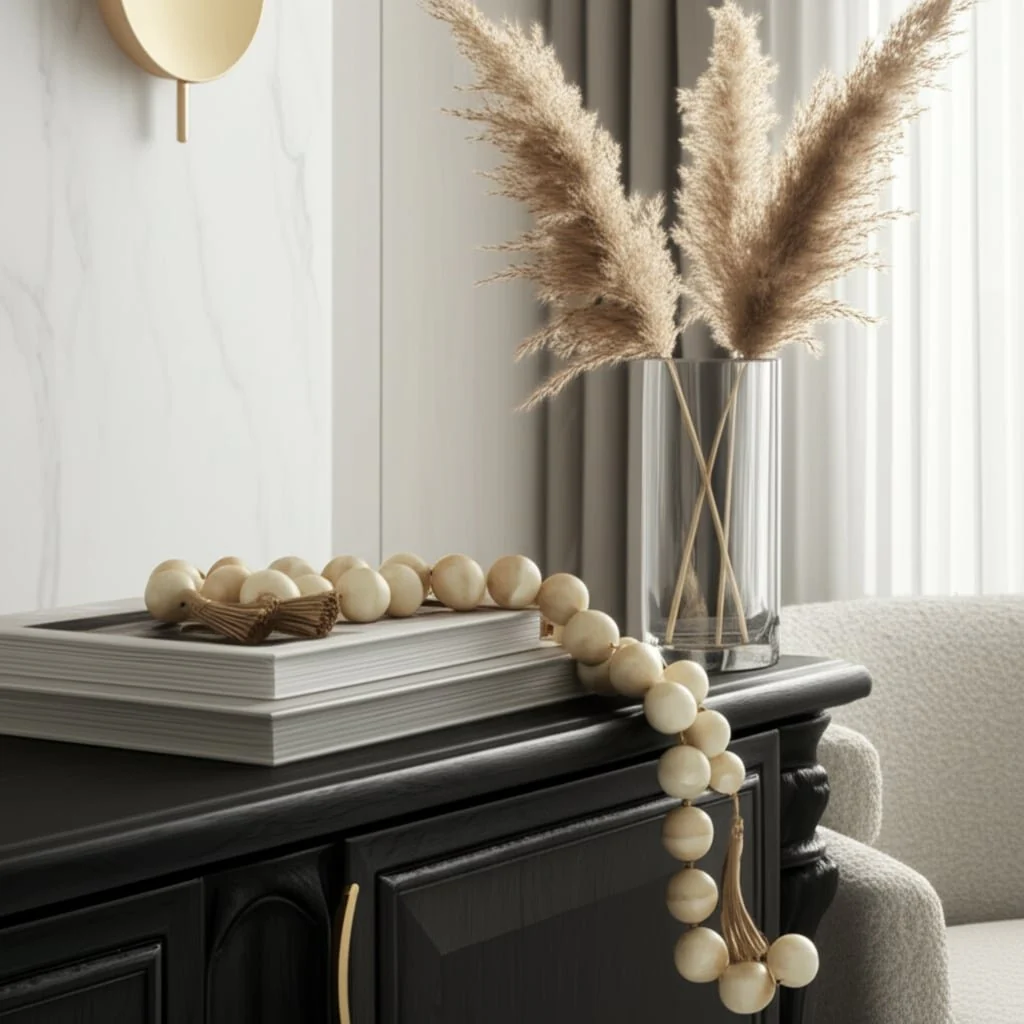 40" Swirled 2" Resin Beaded Garland, Ivory - Image 10