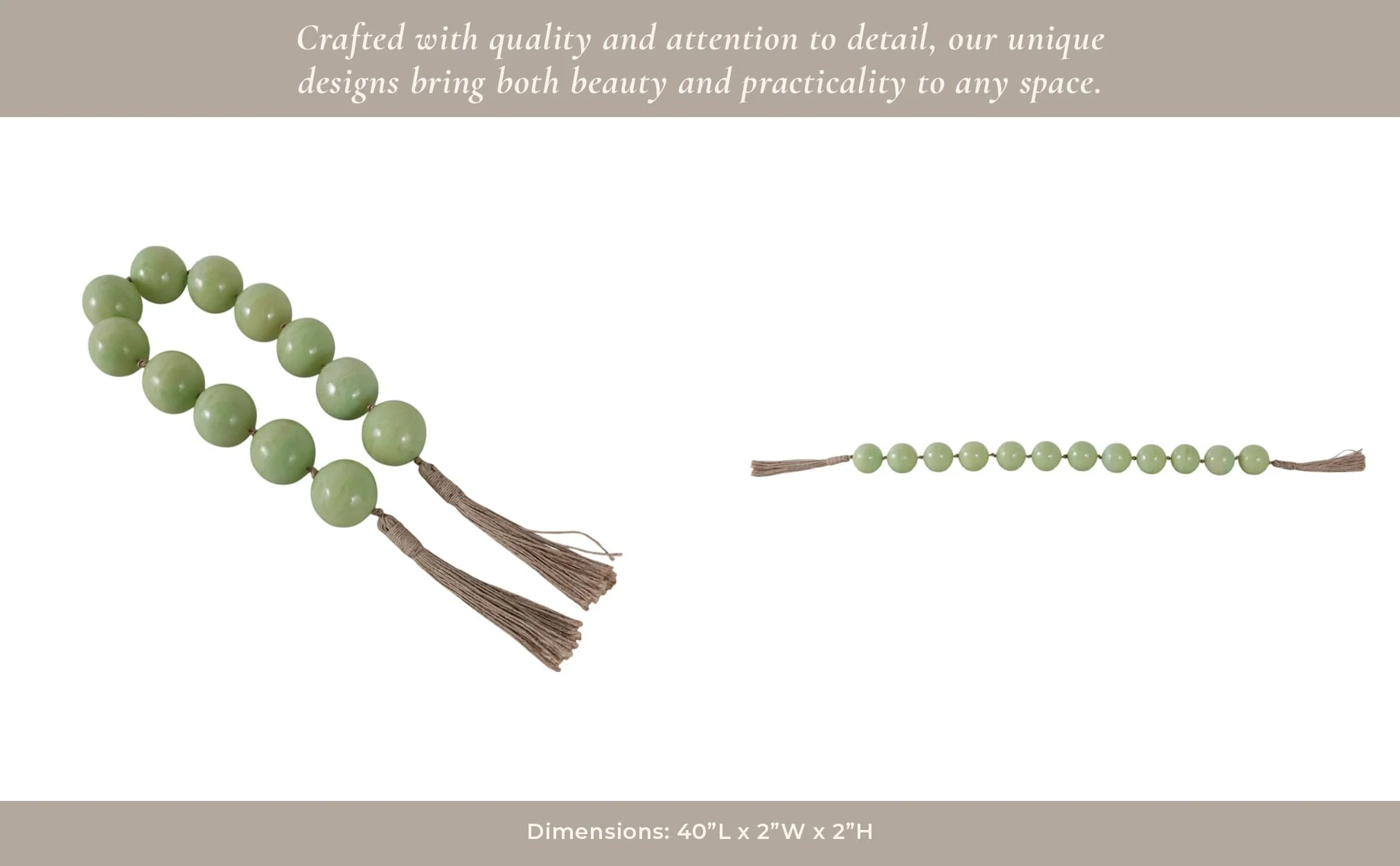 40'' Swirled 2" Resin Beaded Garland, Sage Green - Image 11