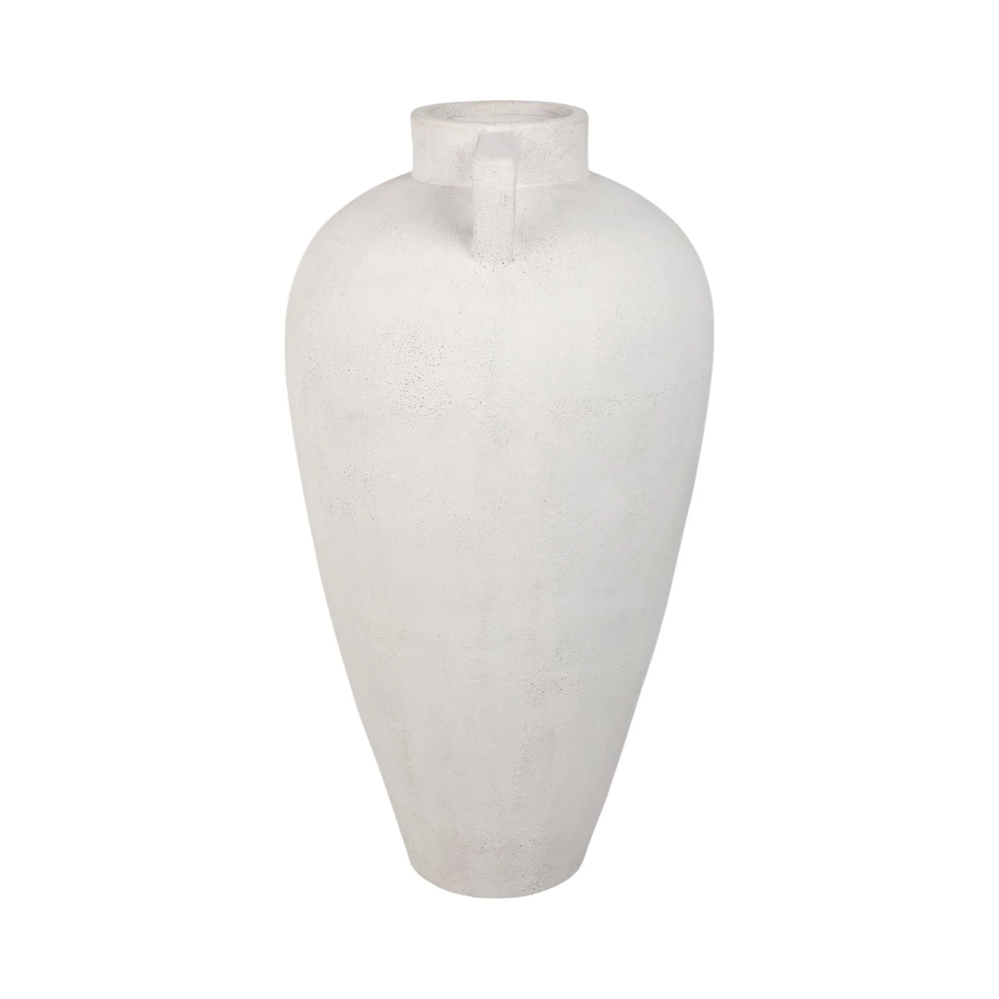 40" Terracotta Floor Vase Pointy Handles, Ivory - Image 3