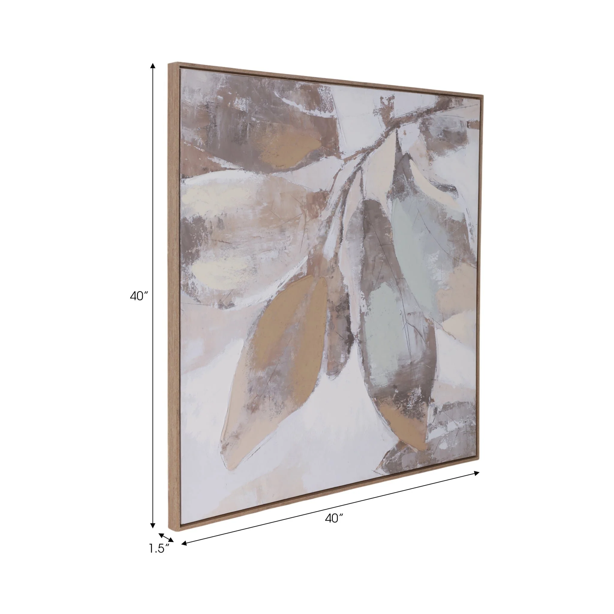 40x40" Handpainted Fall Leaves, Brown - Image 7
