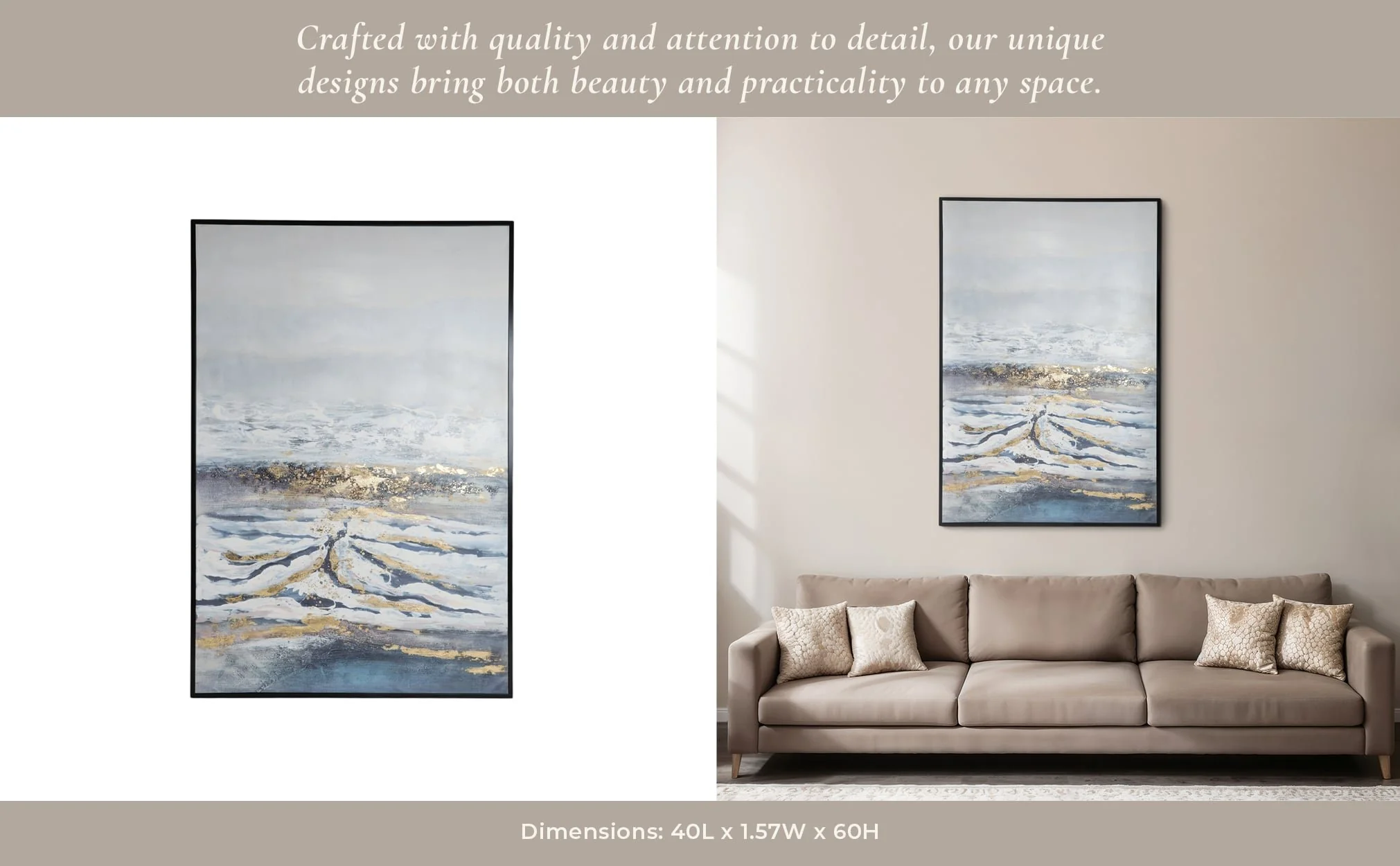 40x60  Hand Painted Canvas, Gray/gold - Image 10