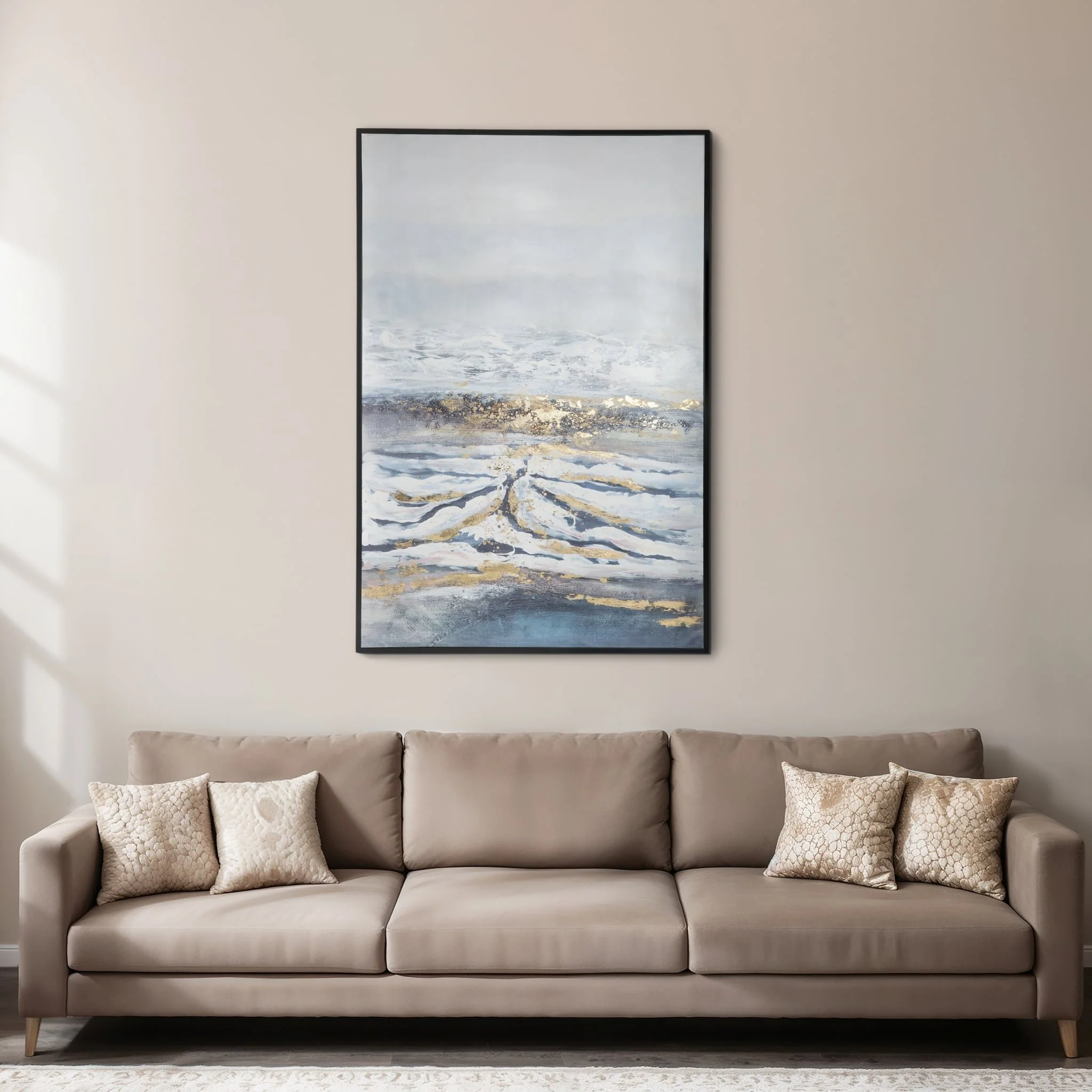 40x60  Hand Painted Canvas, Gray/gold - Image 9