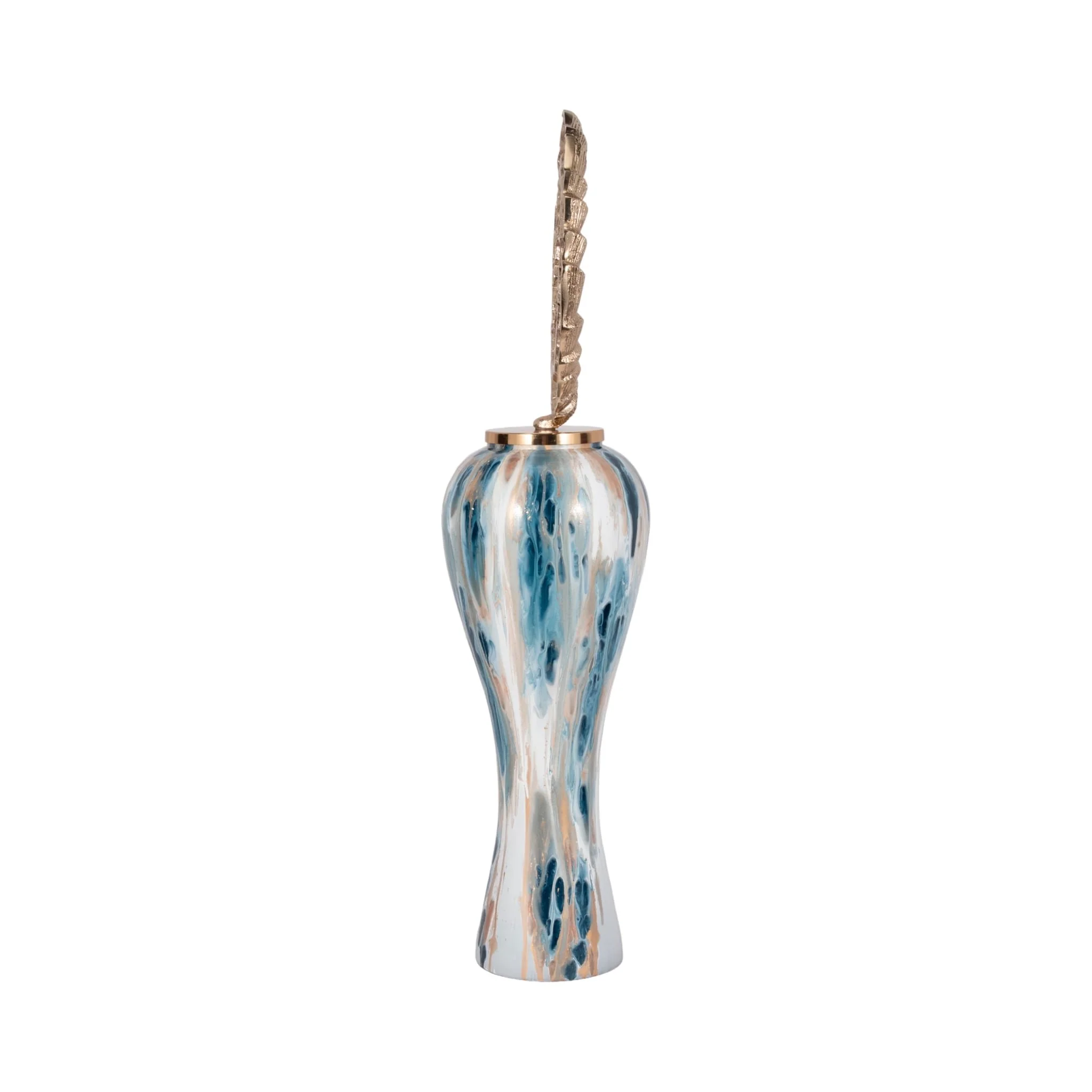 41" Blue Geo Swirl Jar W/open Metal Ring Top,multi - Image 3