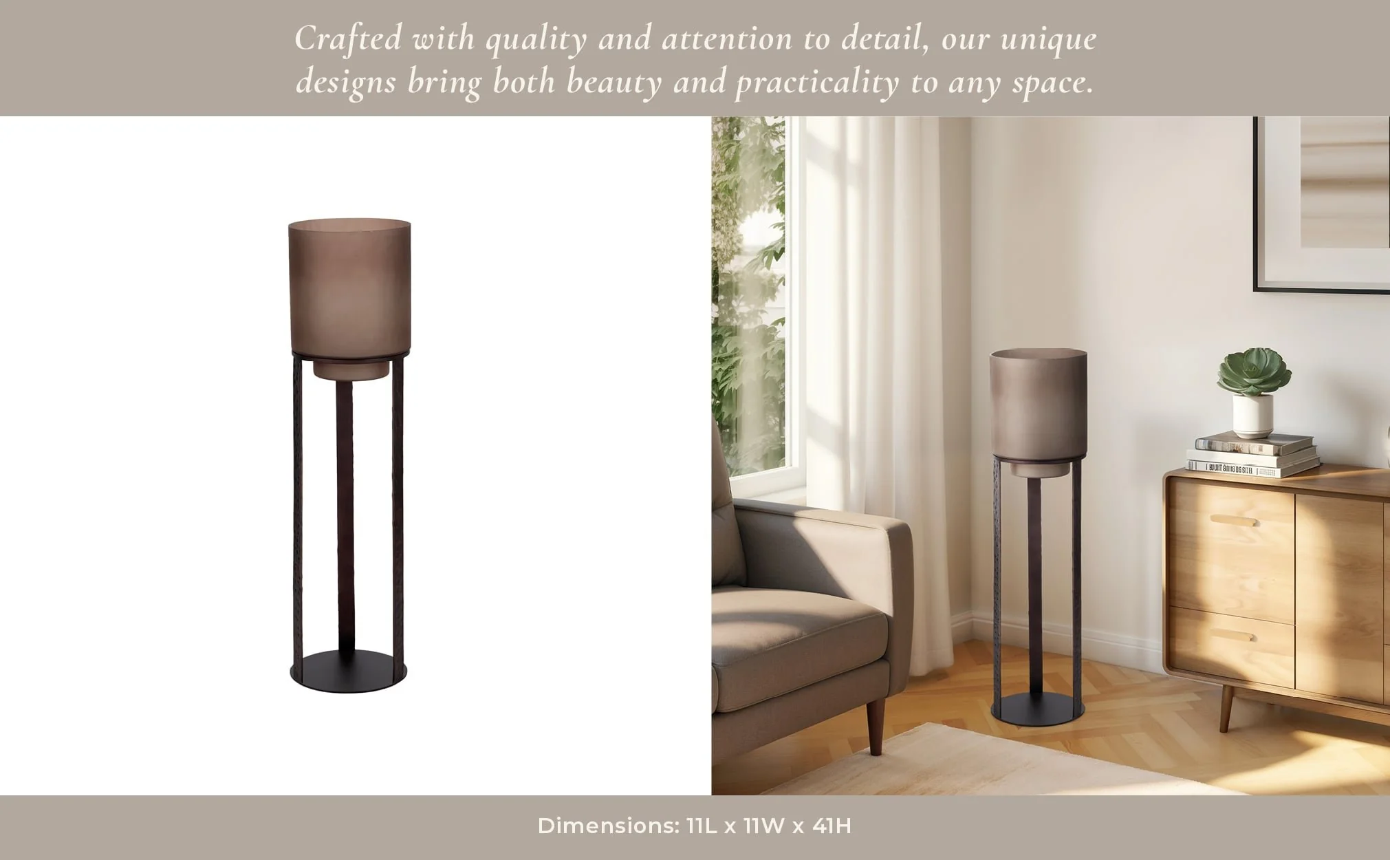 41" Lantern On Stand, Bronze - Image 10