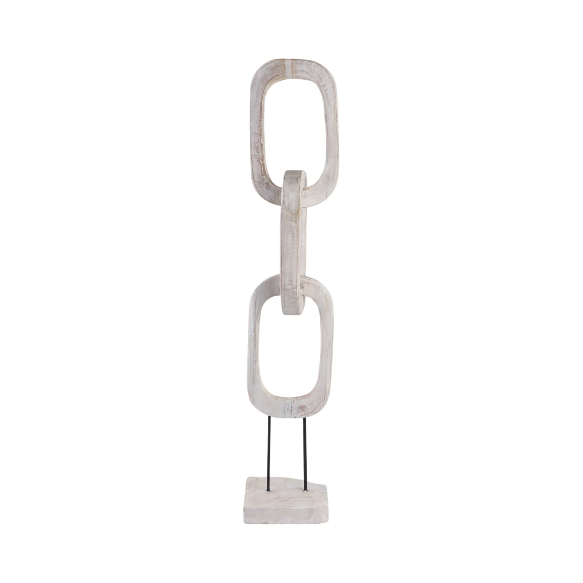 41" Teak Chain Sculpture On Stand, White - Image 4