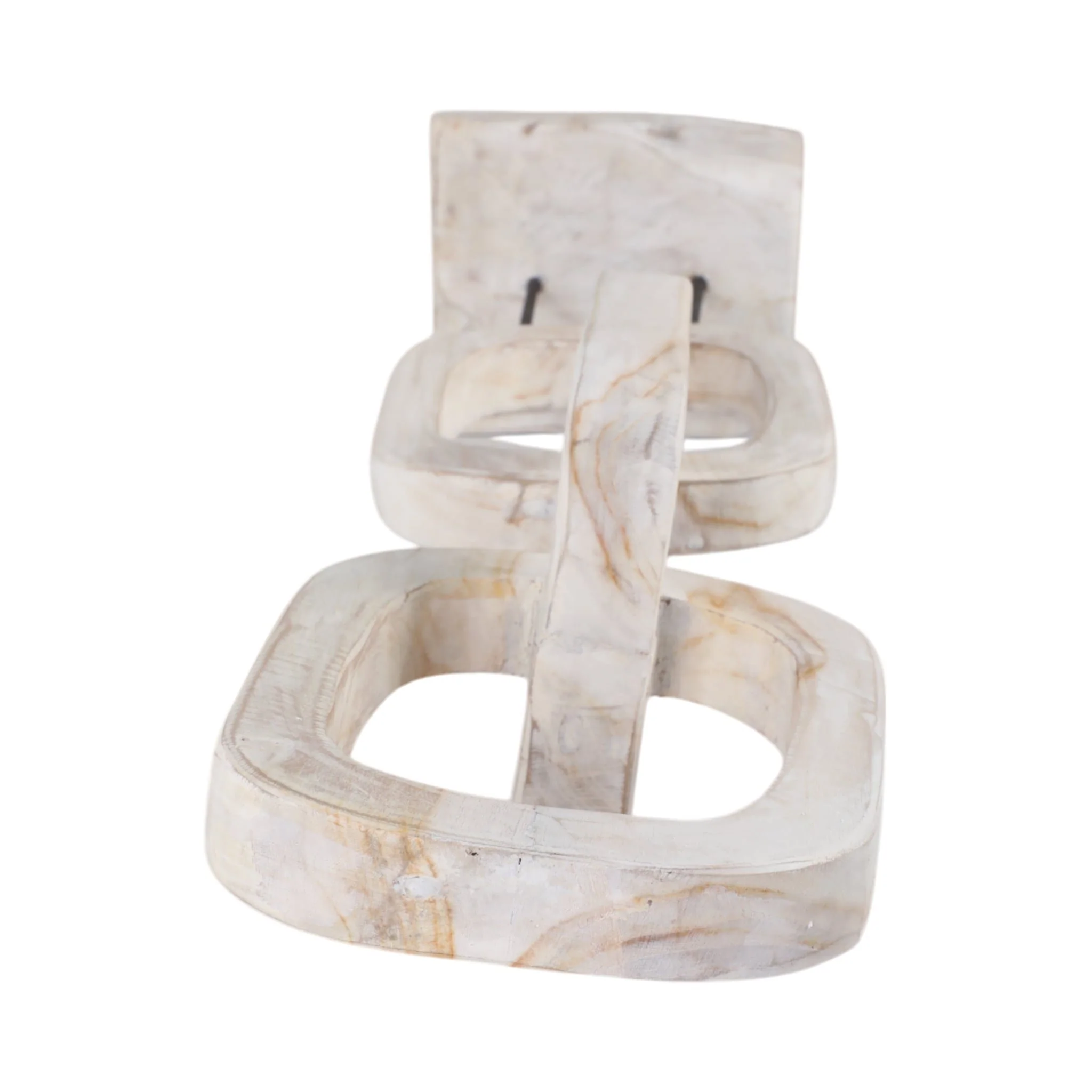 41" Teak Chain Sculpture On Stand, White - Image 7