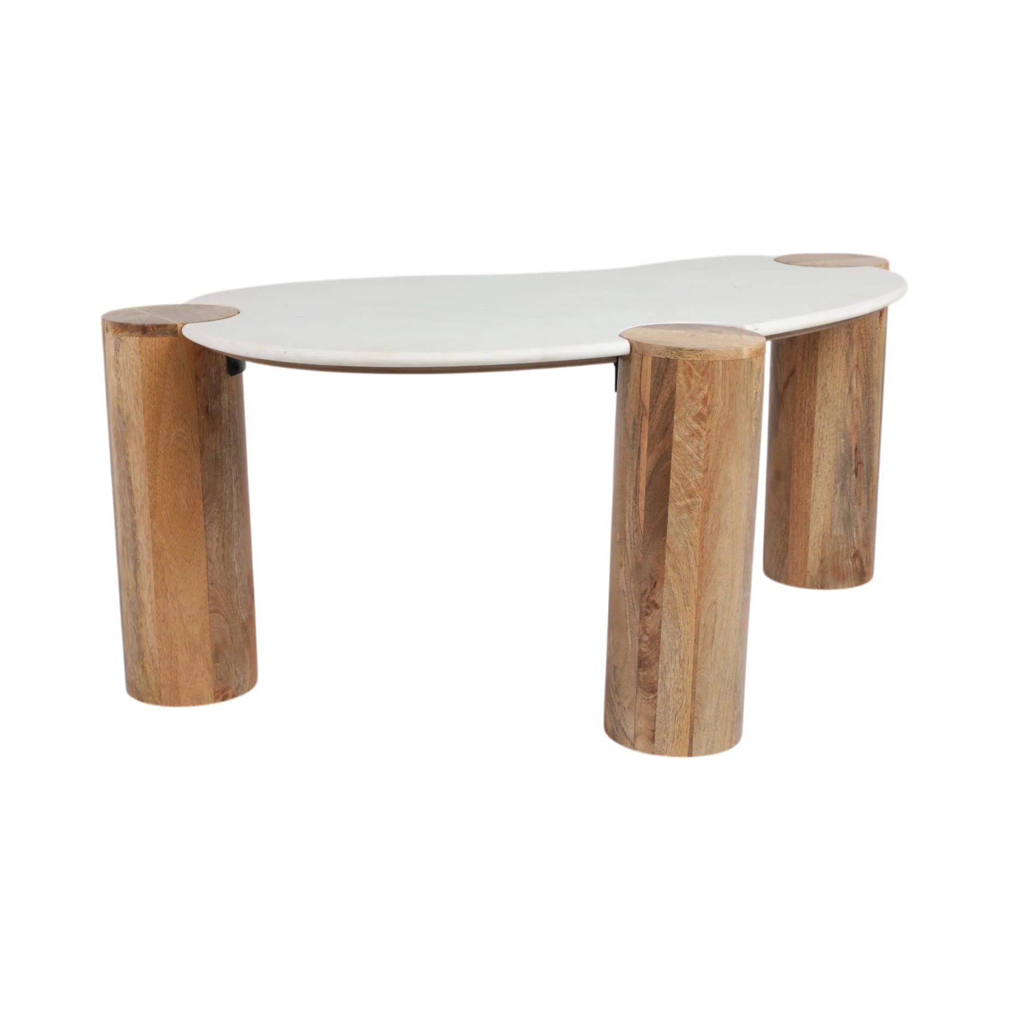 42x18" Curved Coffee Table, White/natural - Image 2