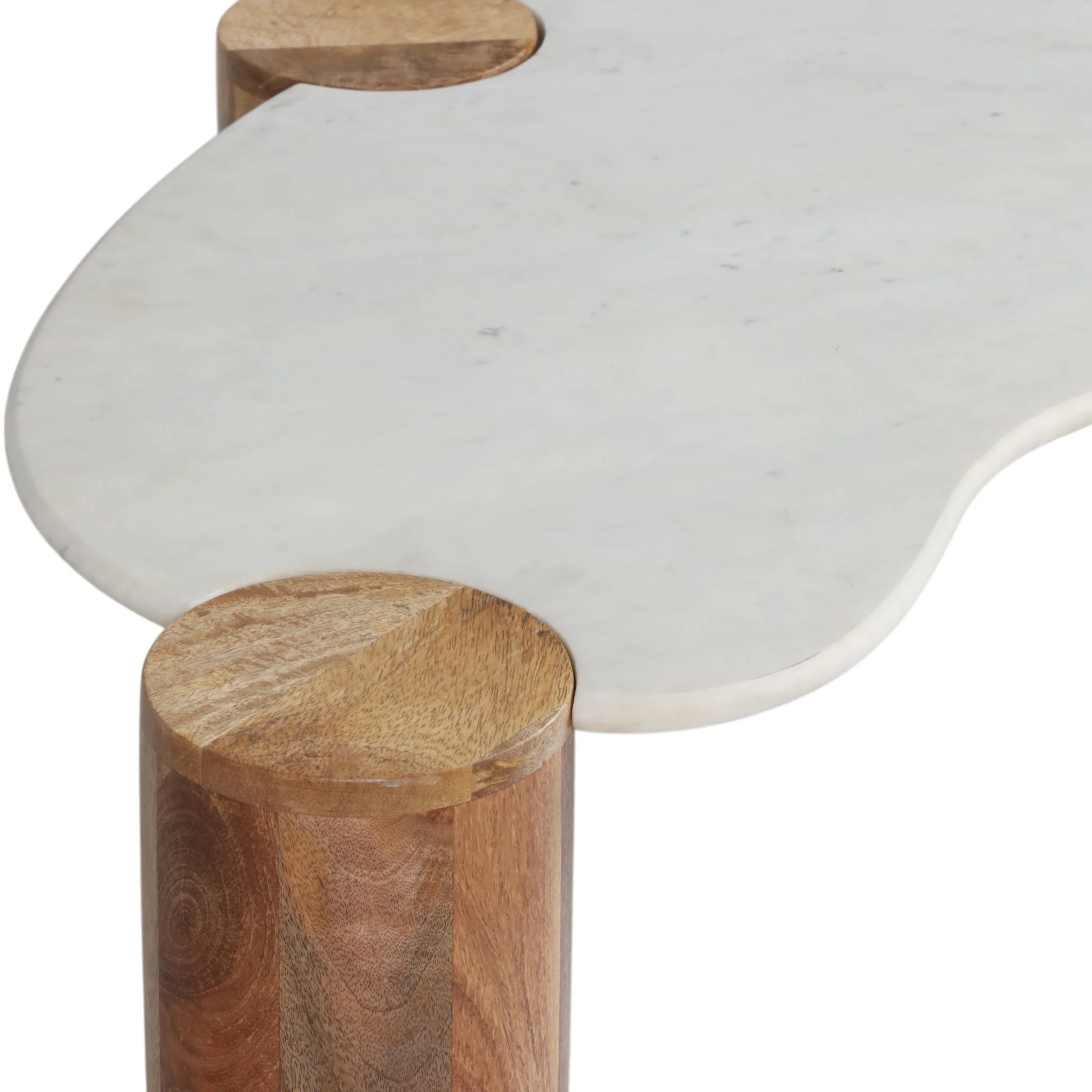 42x18" Curved Coffee Table, White/natural - Image 6