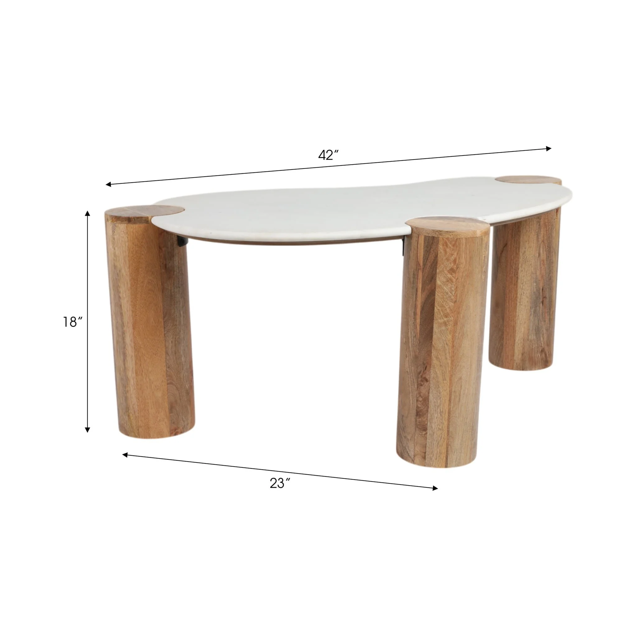 42x18" Curved Coffee Table, White/natural - Image 8