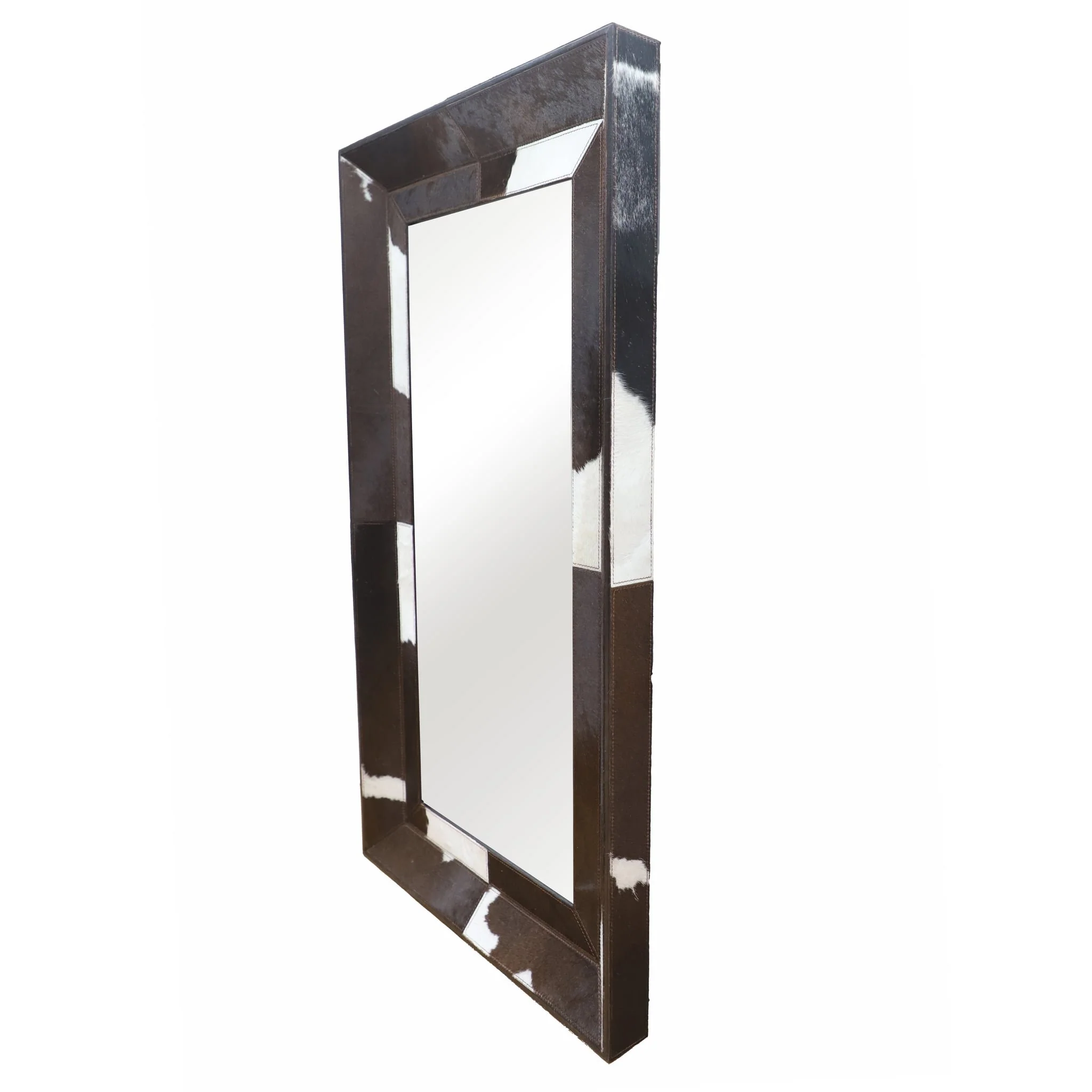 42x23" Hair On Hide Cow Print Mirror, Brown/white - Image 2