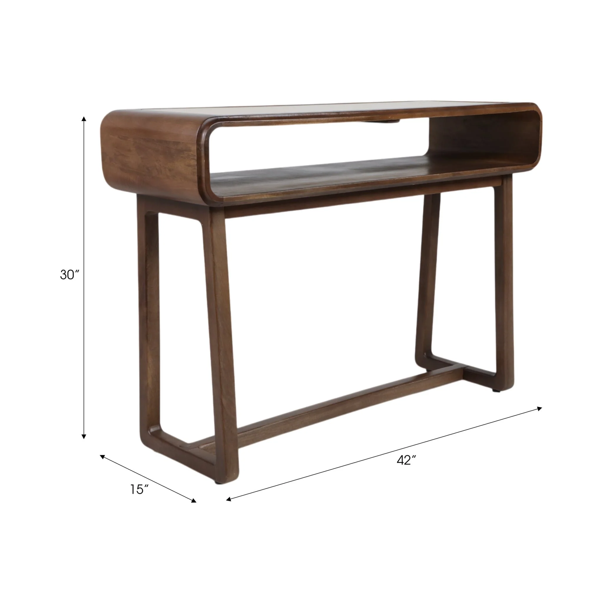 42x30" Travertine Inlay Console Table, Brown - Image 8