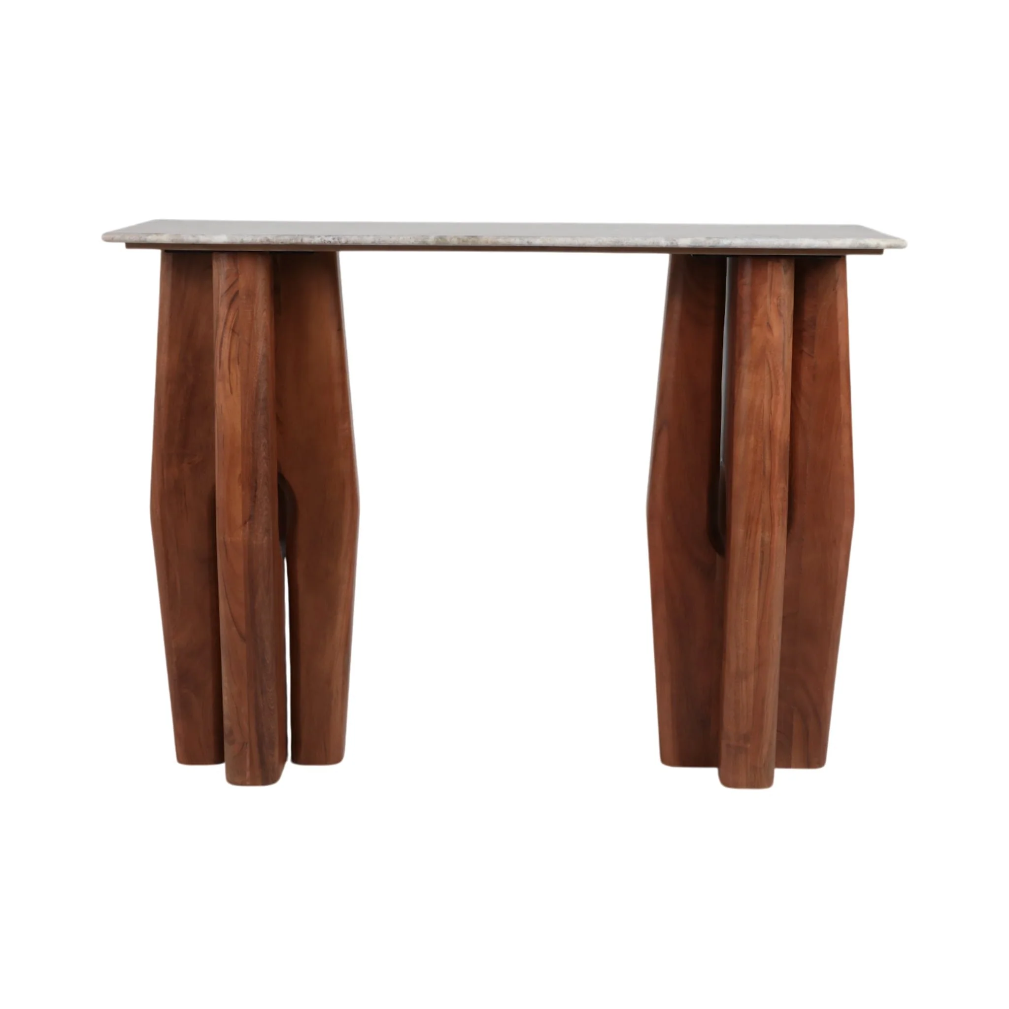 42x31"tapered Legs Mrble Top Console Tble,tan/brwn - Image 4