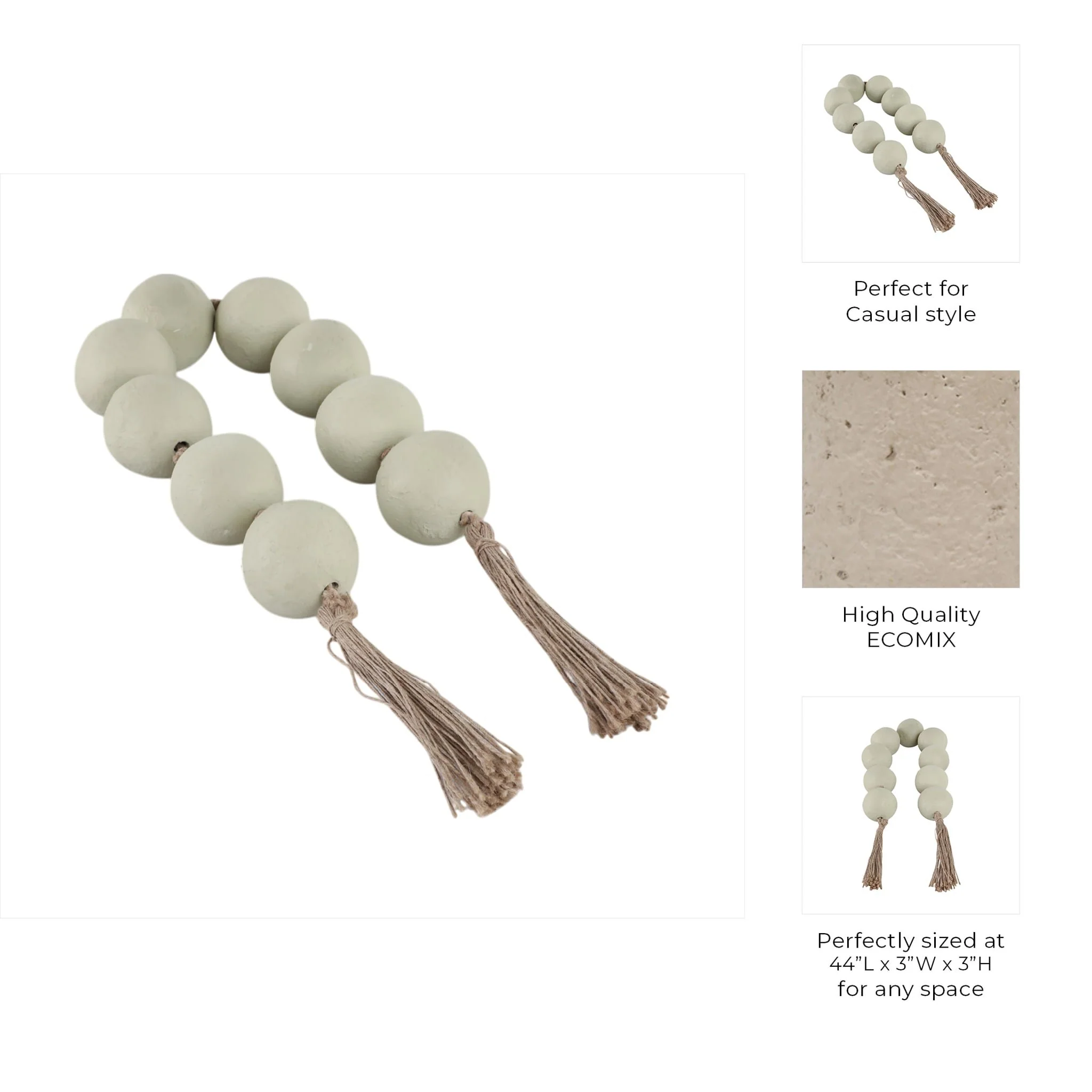 44x3" Ecomix Bead Garland, Sage Green - Image 7