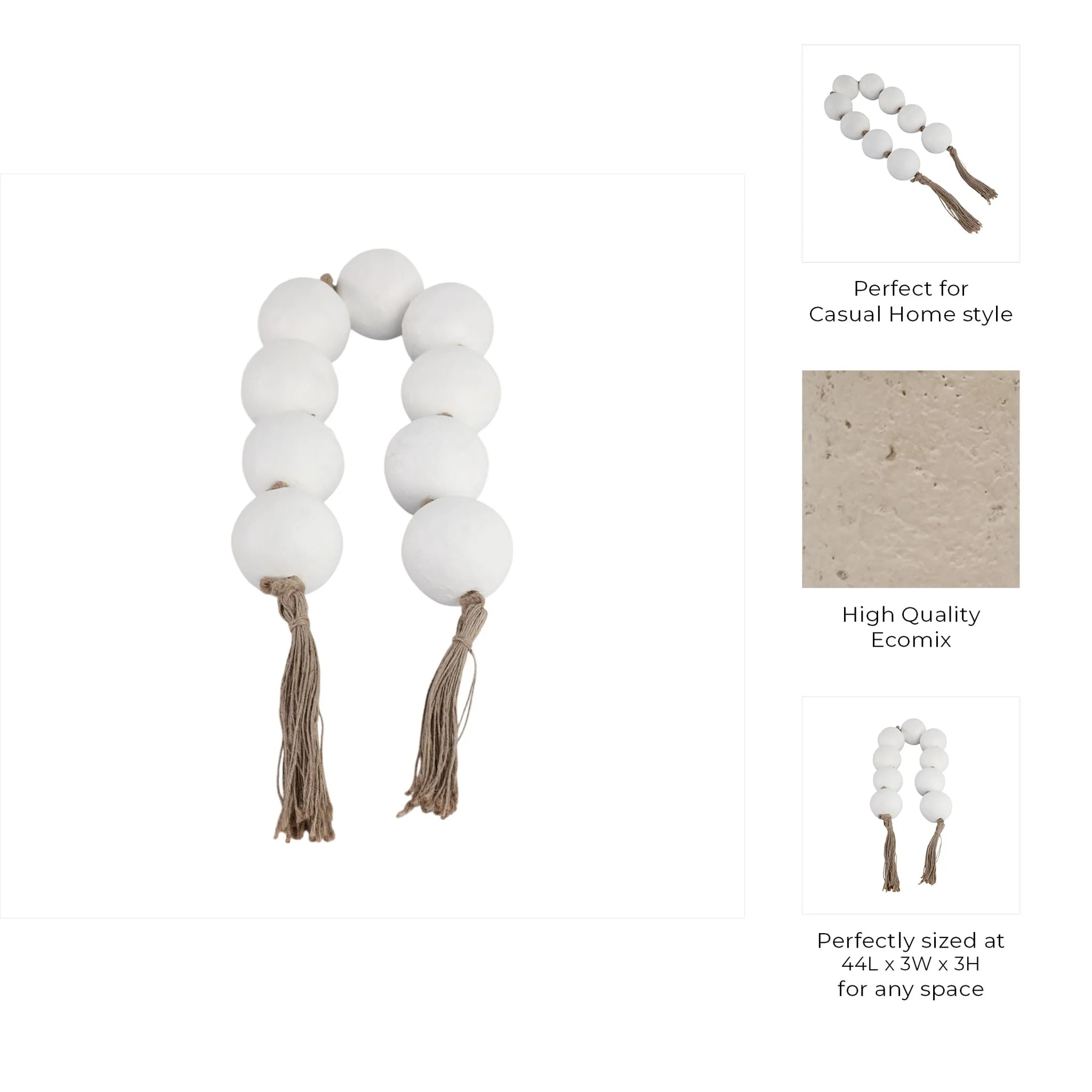 44x3" Ecomix Bead Garland, White - Image 7