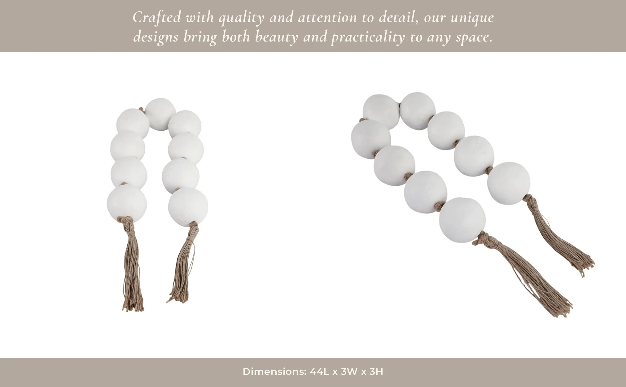 44x3" Ecomix Bead Garland, White - Image 9