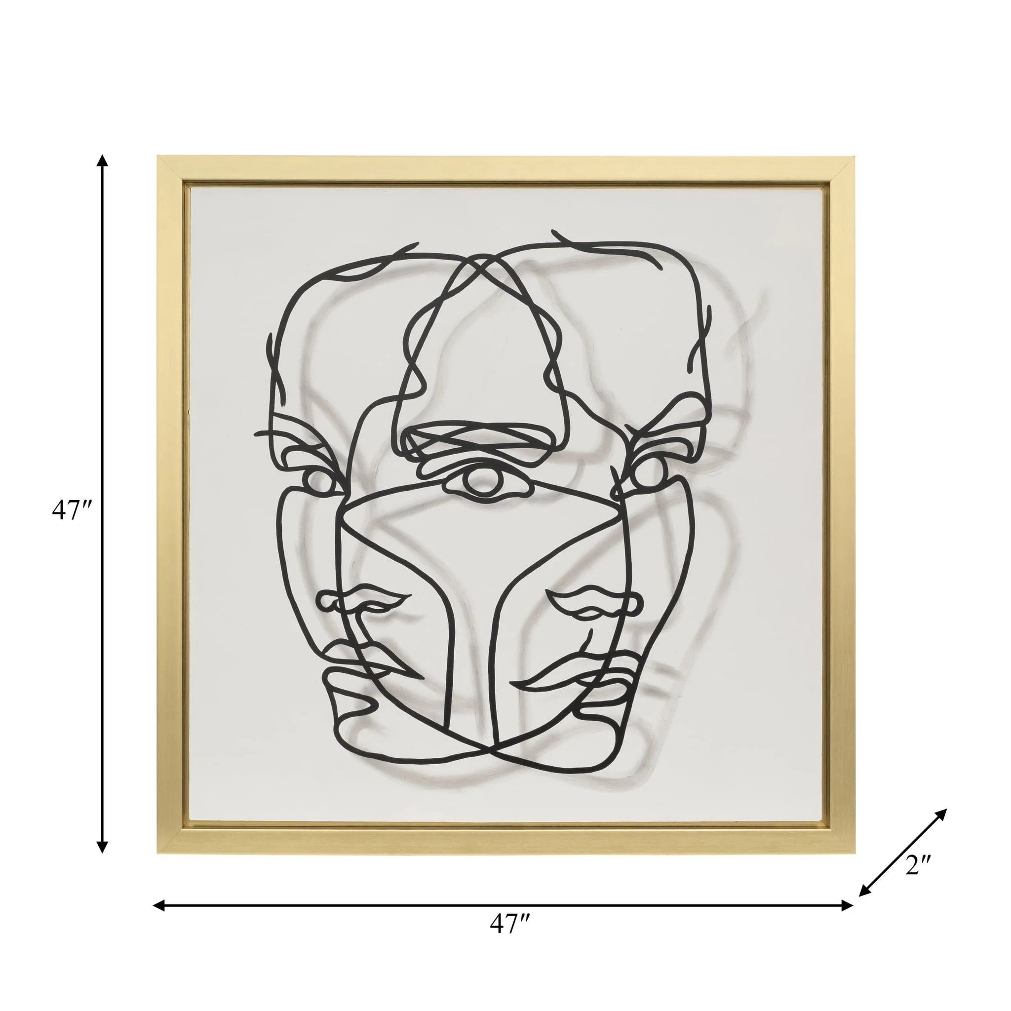 47x47,gld Frame Hand Painted Face Illusion,wht/blk - Image 7