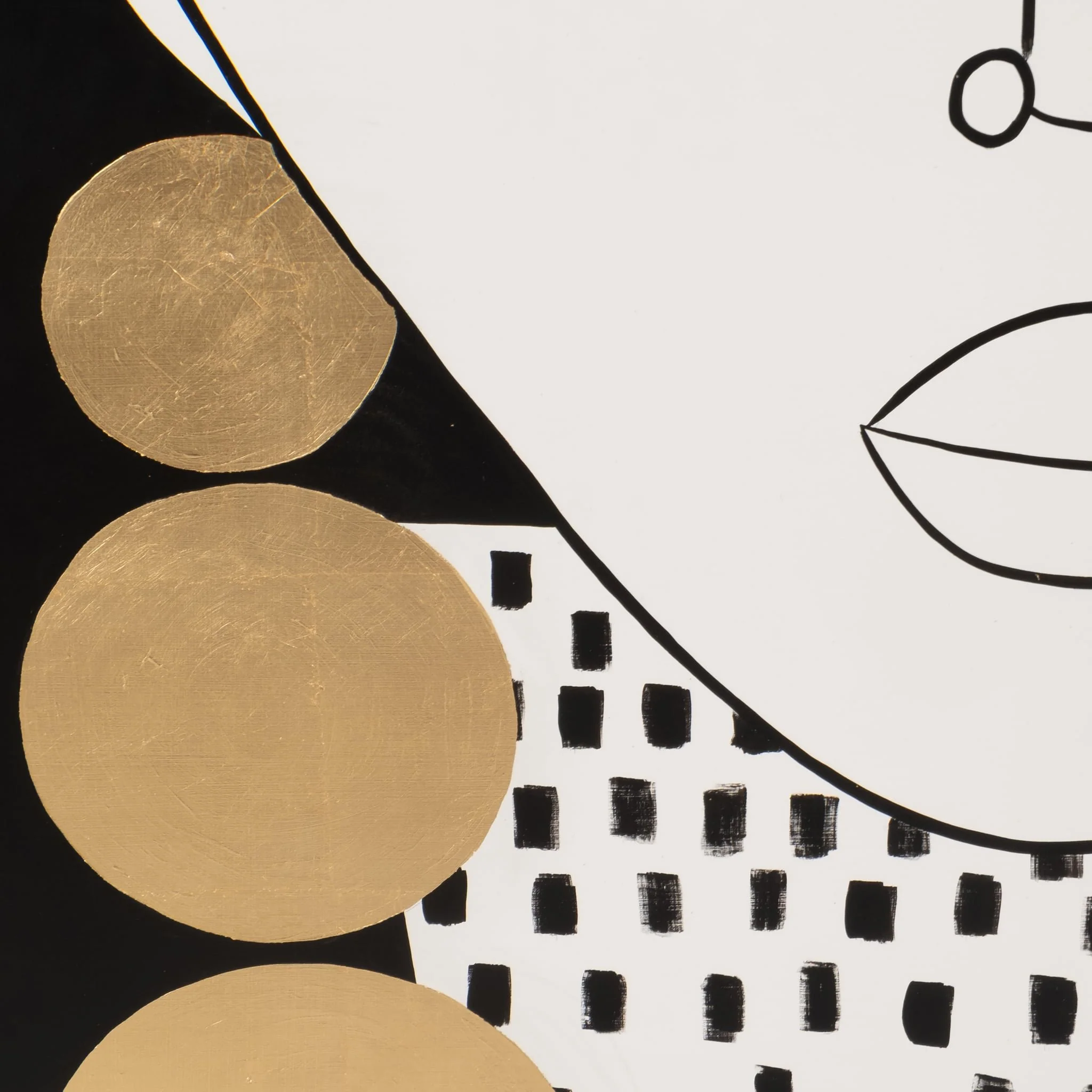 47x47 Hand Painted Gold Hoop Lady,blk/wht - Image 5