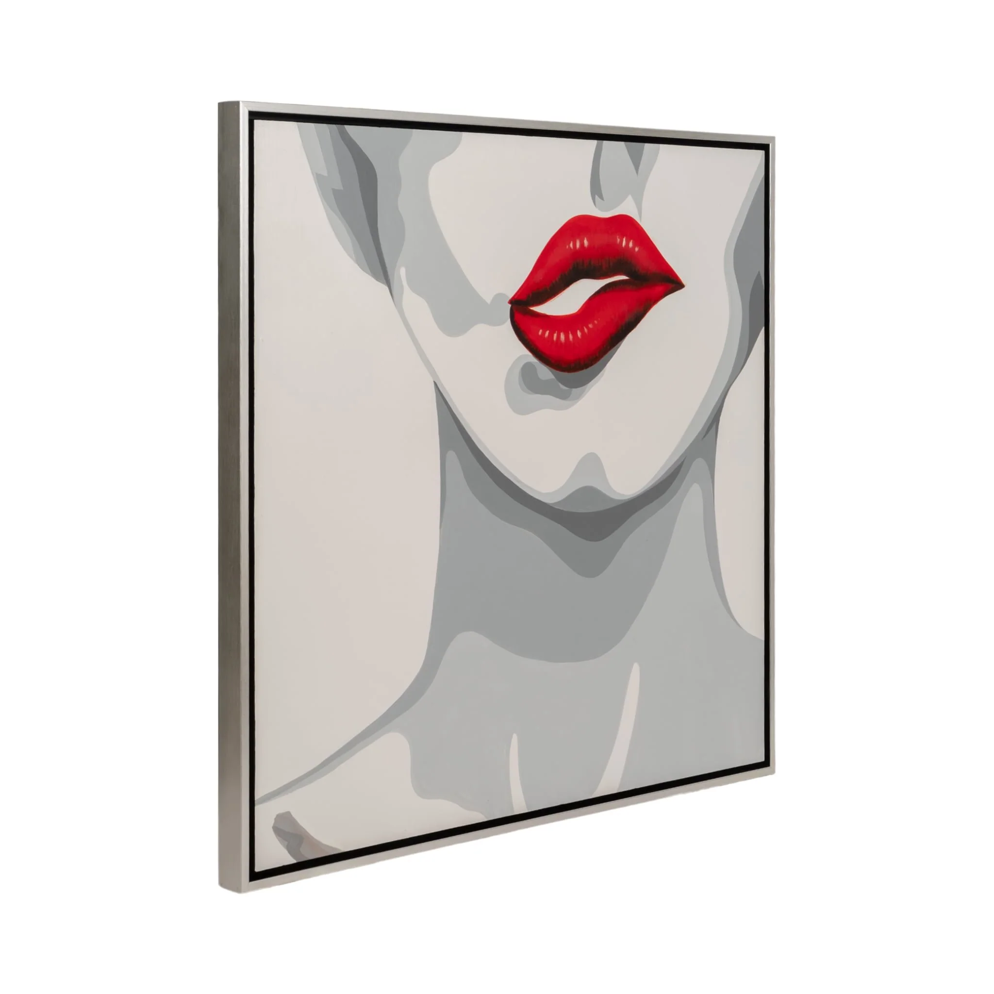 47x47 Hand Painted Lip Bite, White - Image 2