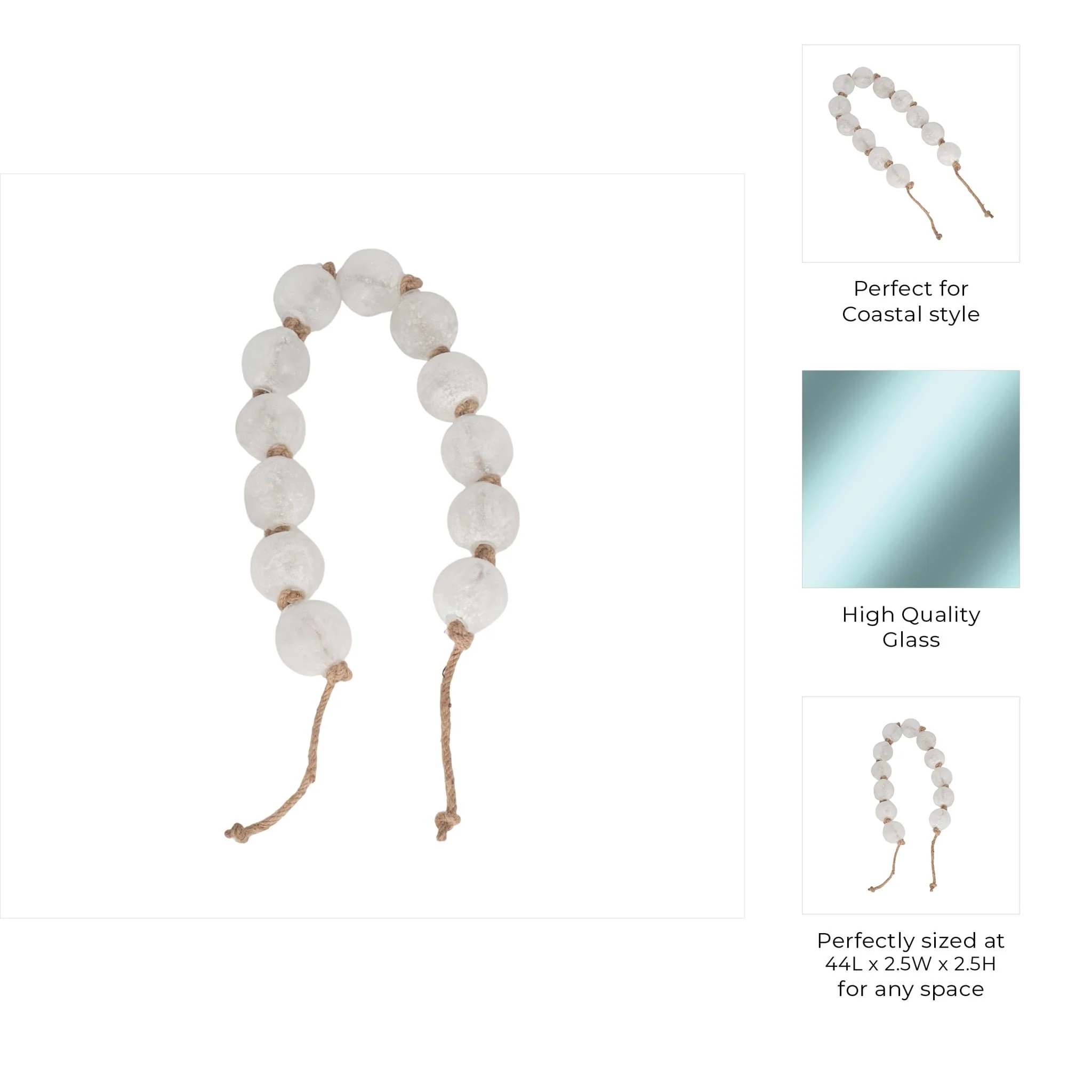 48" Length 2.5" Beaded Glass Garland, Clear - Image 8