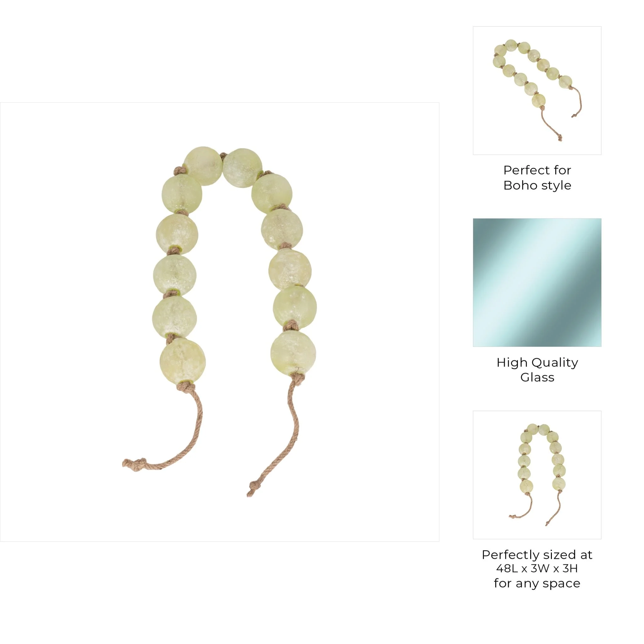 48" Length 2.5" Beaded Glass Garland, Green - Image 8