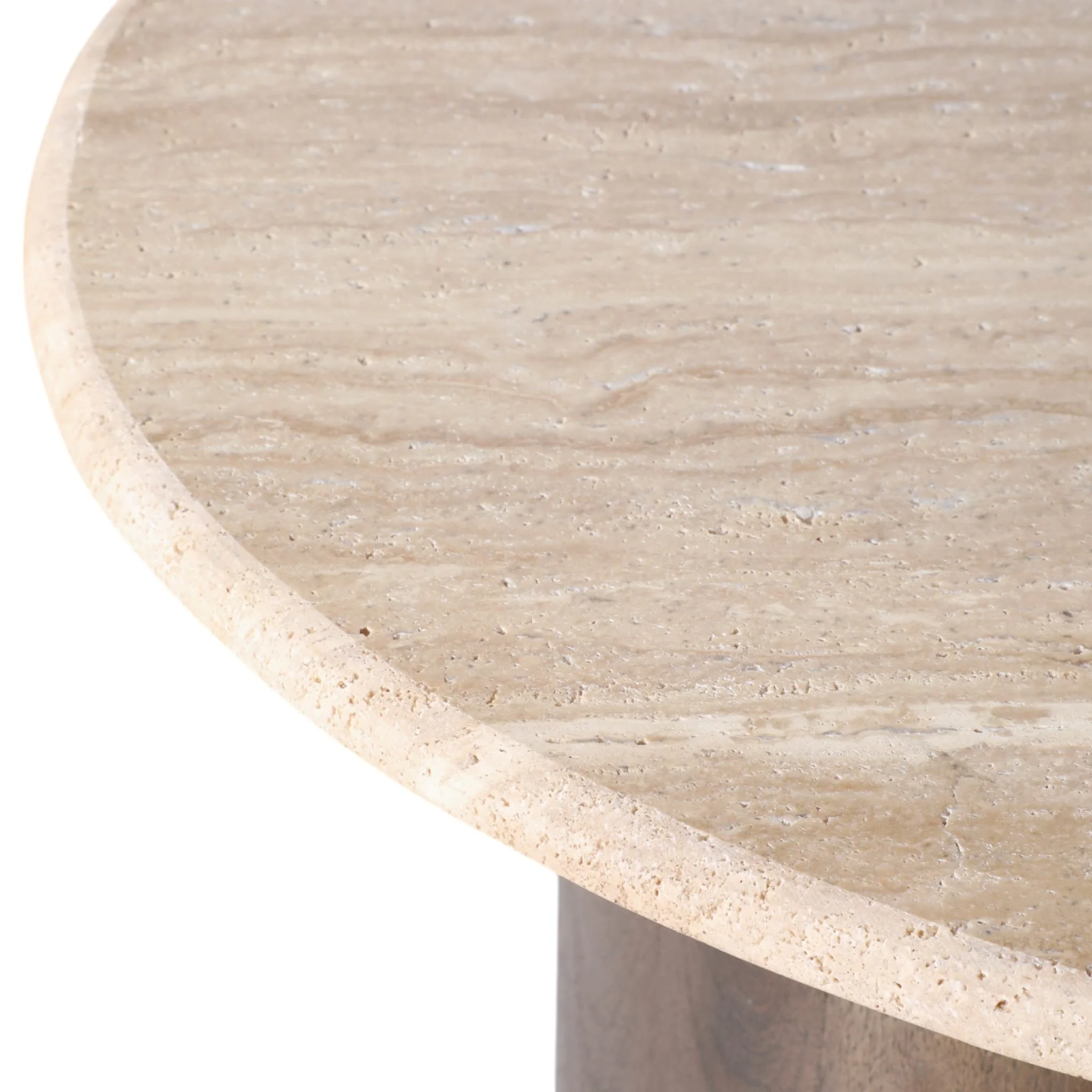 48x16 Curvy Travertine Top Coffee Table, Bwn 2bxs - Image 6