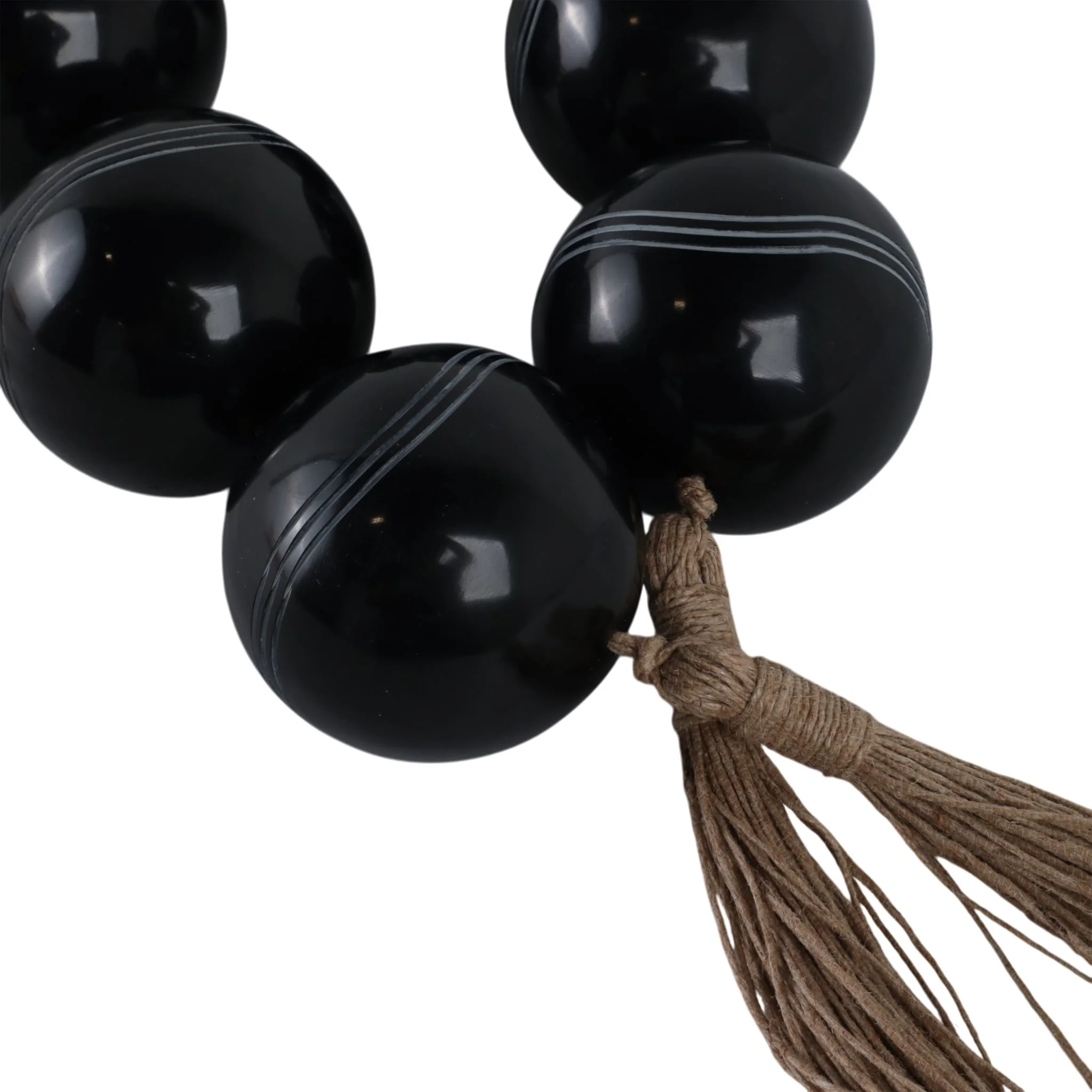 49x3" Carved Bead Garland, Black - Image 5
