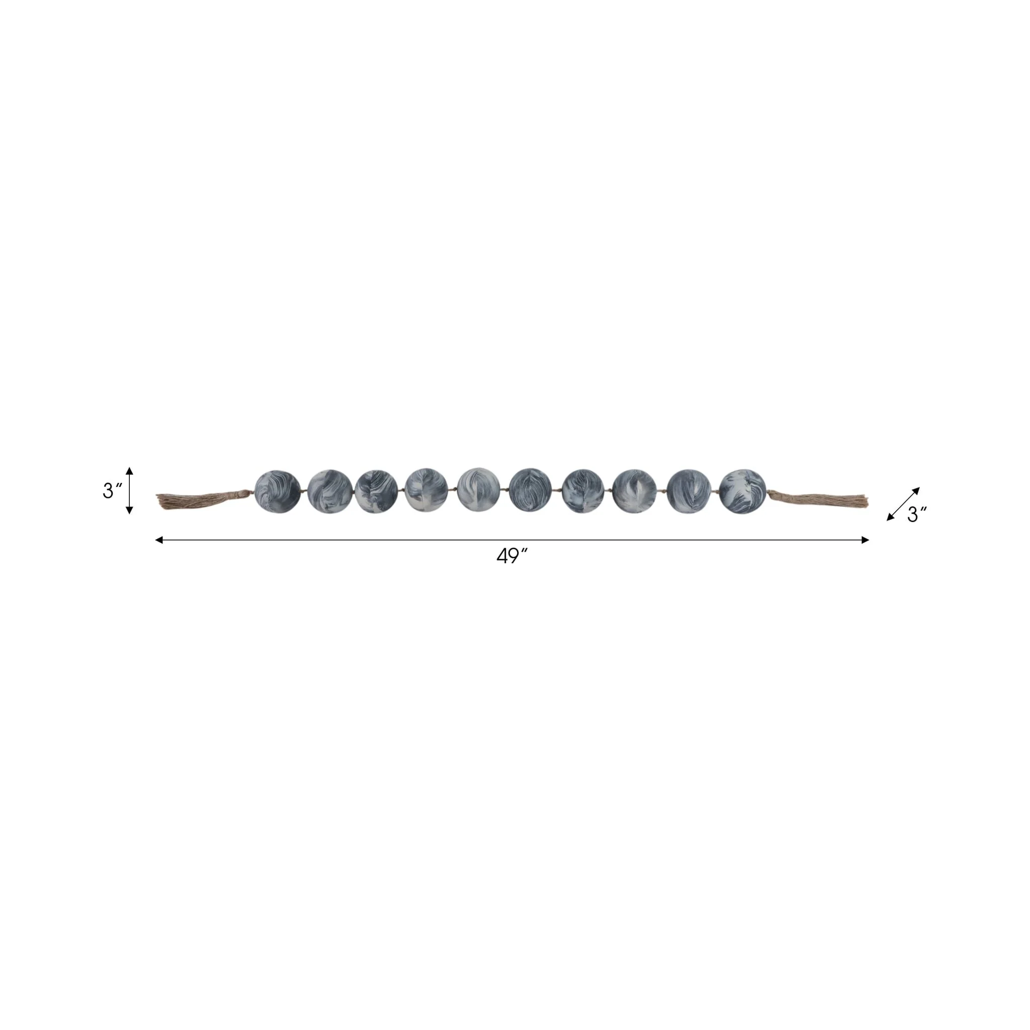 49x3" Marbled Bead Garland, Black/white - Image 7
