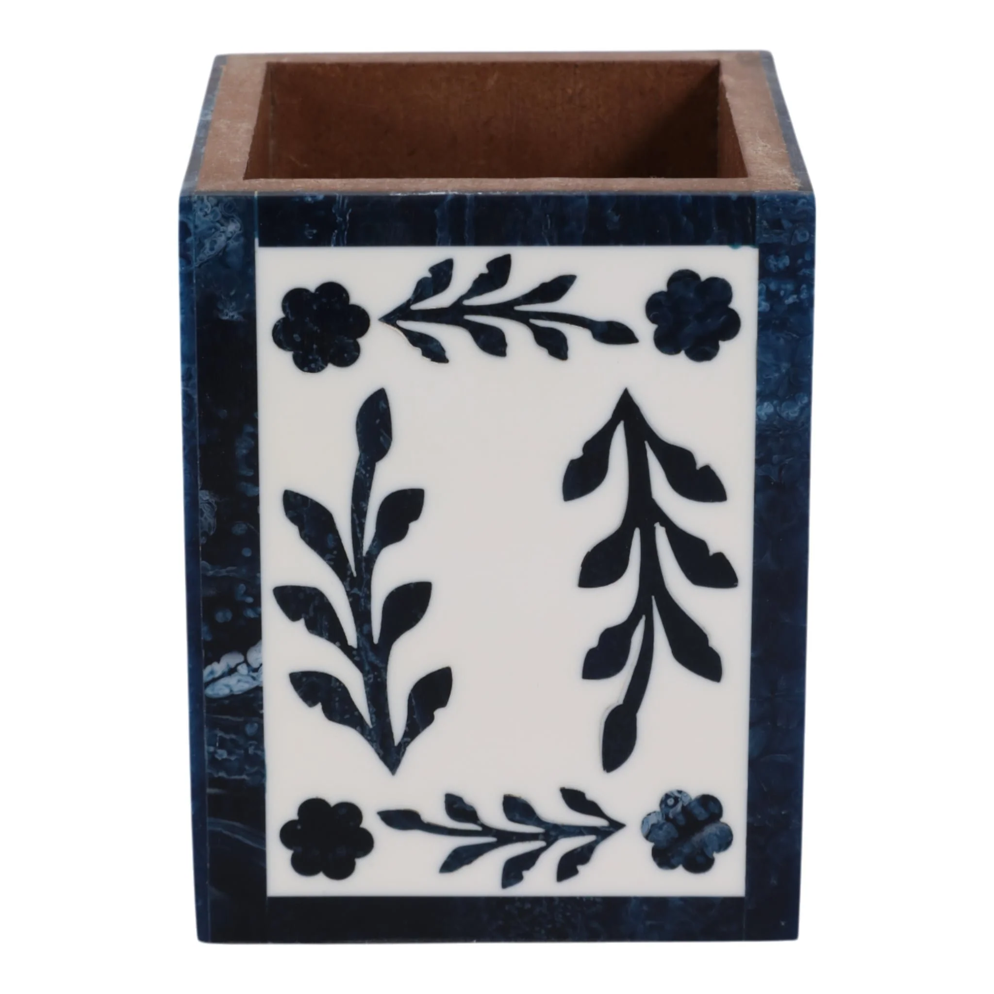 4x3" Blue Petals Resin Pencil Cup, Blue/white - Image 3