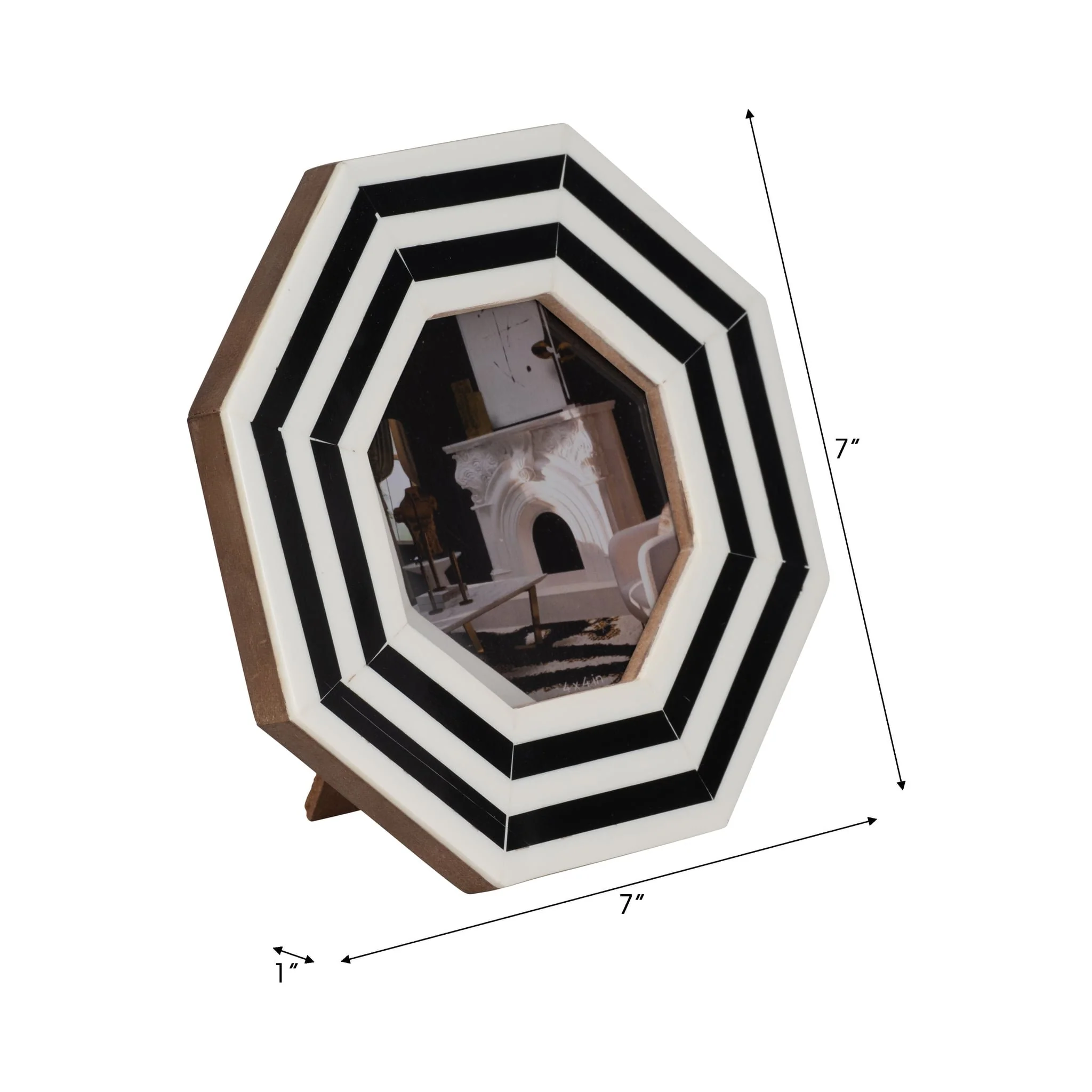 4x4 Lines Octagon Photo Frame, Black/white - Image 6