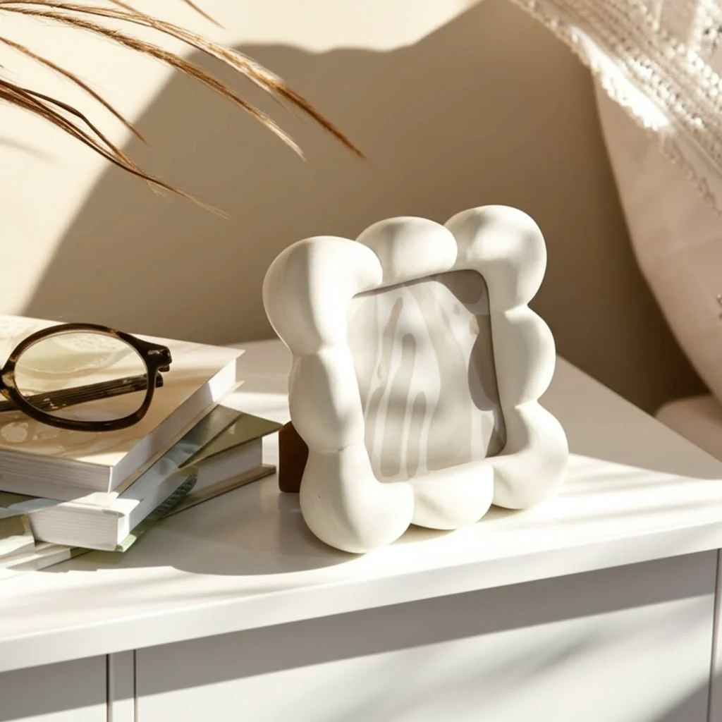 4x4" Puffy Squiggle Photo Frame, Ivory - Image 9