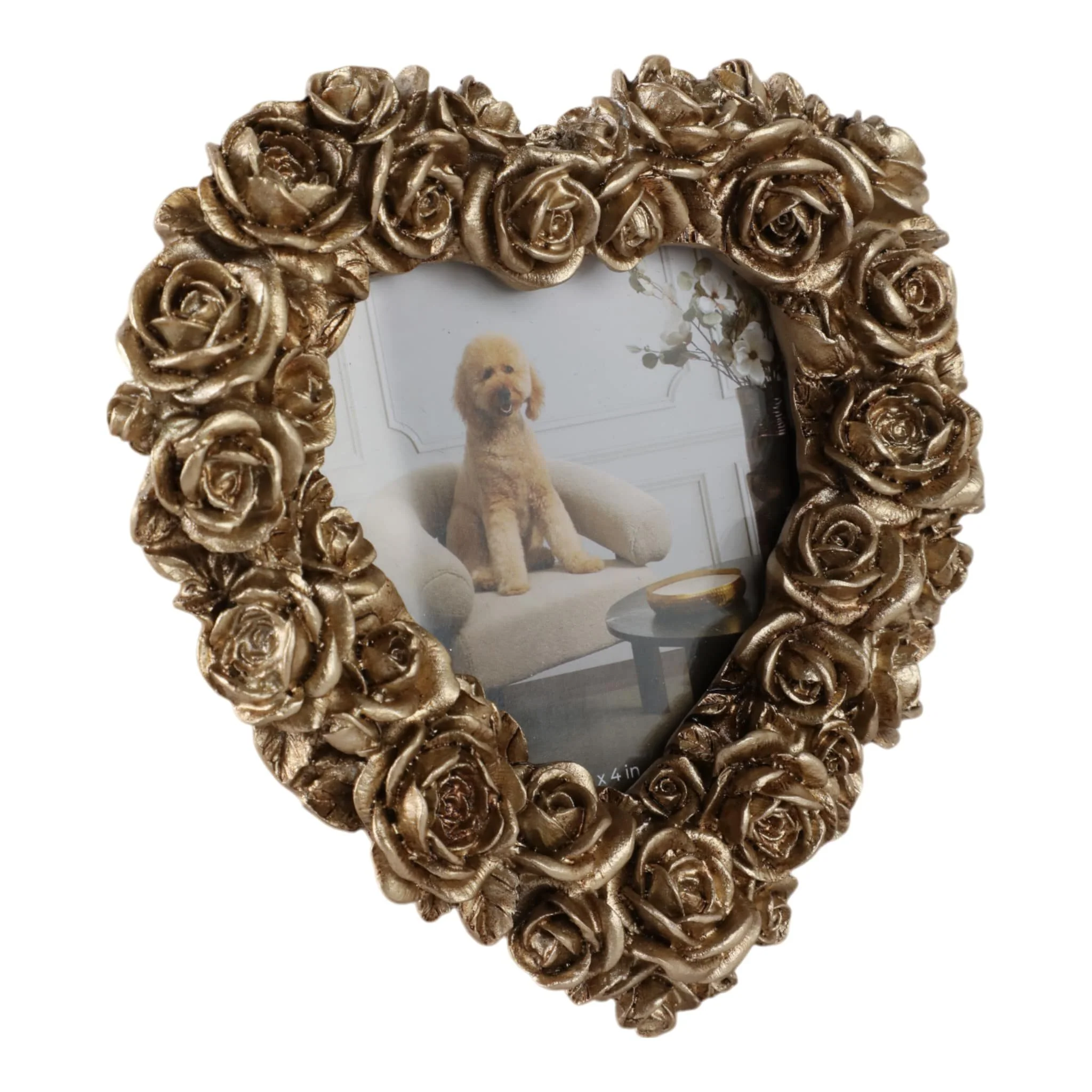 4x4 Rosette Heart Photo Frame, Gold - Image 2