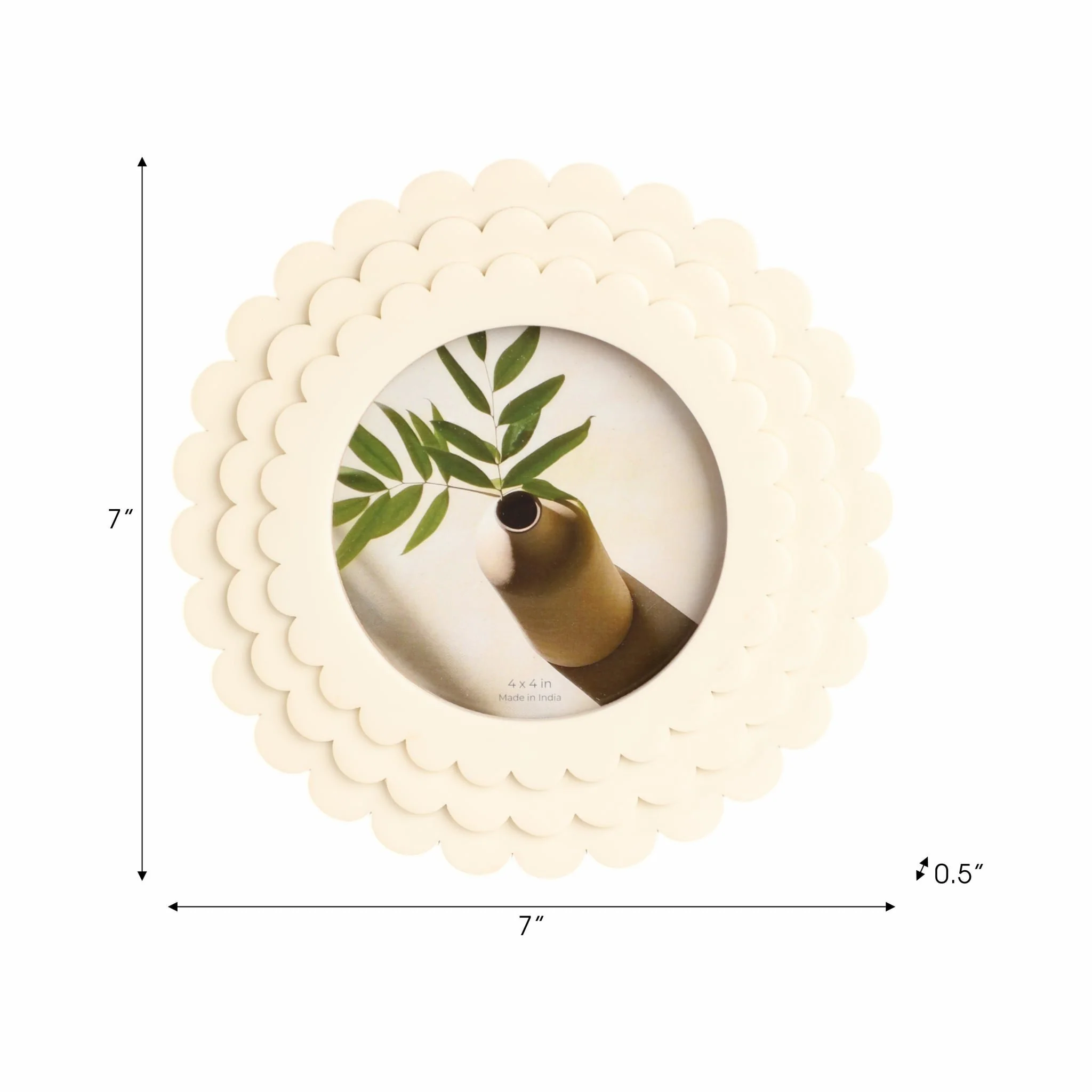 4x4 Round Scalloped Resin Photo Frame, Ivory - Image 7