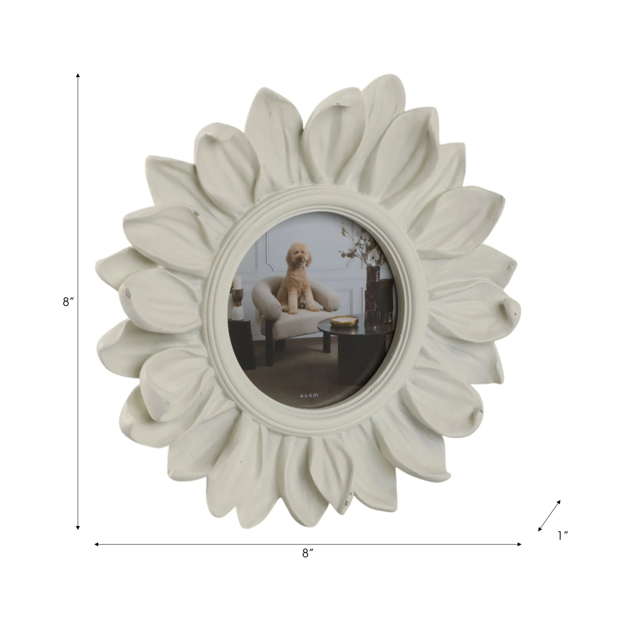 4x4" Sunflower Photo Frame, Ivory - Image 7