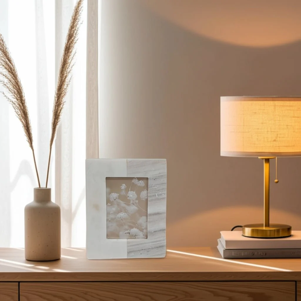 4x6 2-tone Marble Photo Frame, Beige/white - Image 10