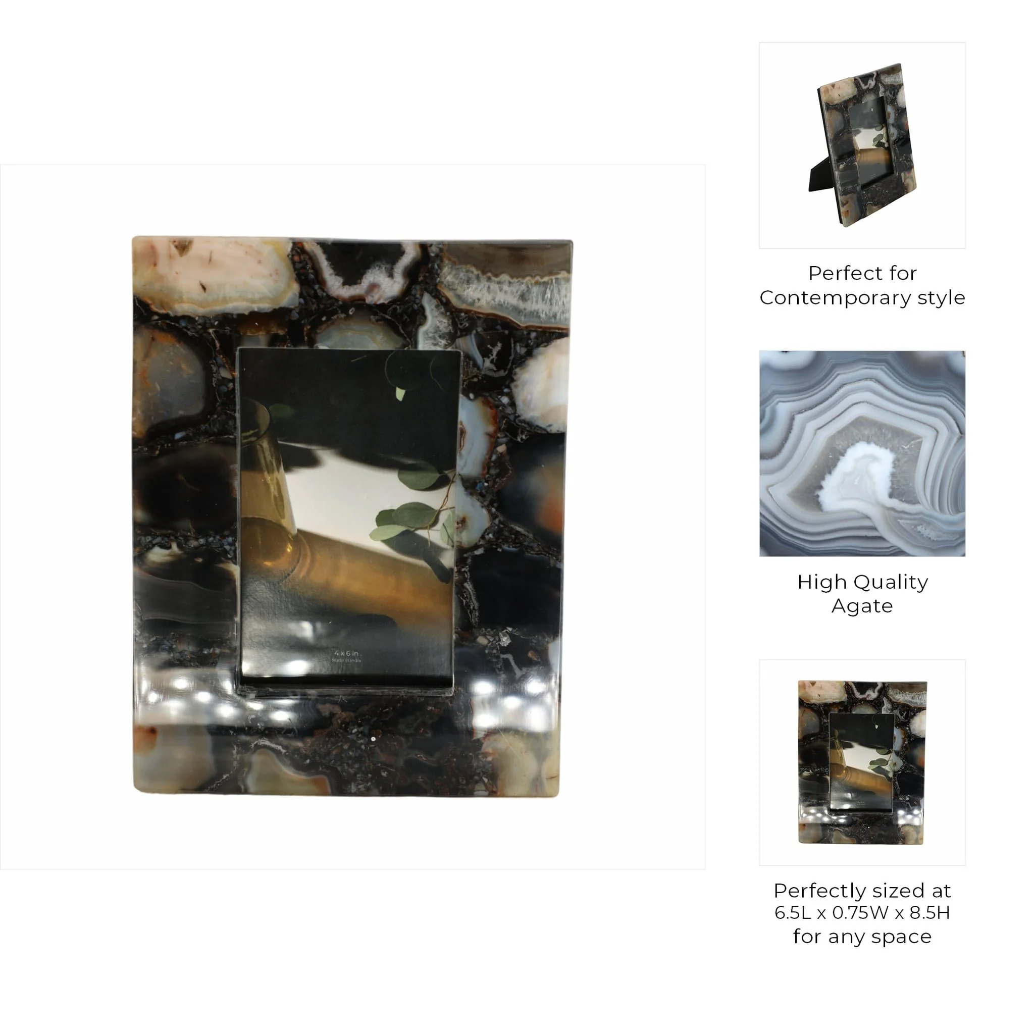 4x6 Agate Photo Frame, Black Multi - Image 2