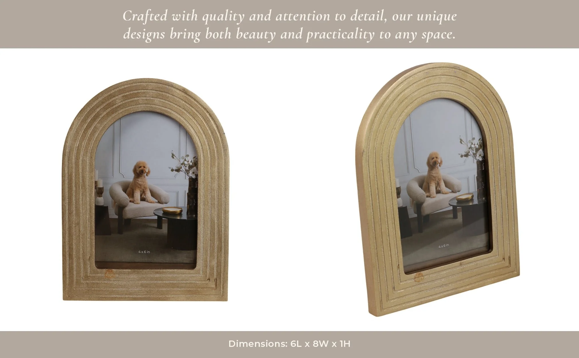 4x6" Arches Photo Frame, Gold - Image 10