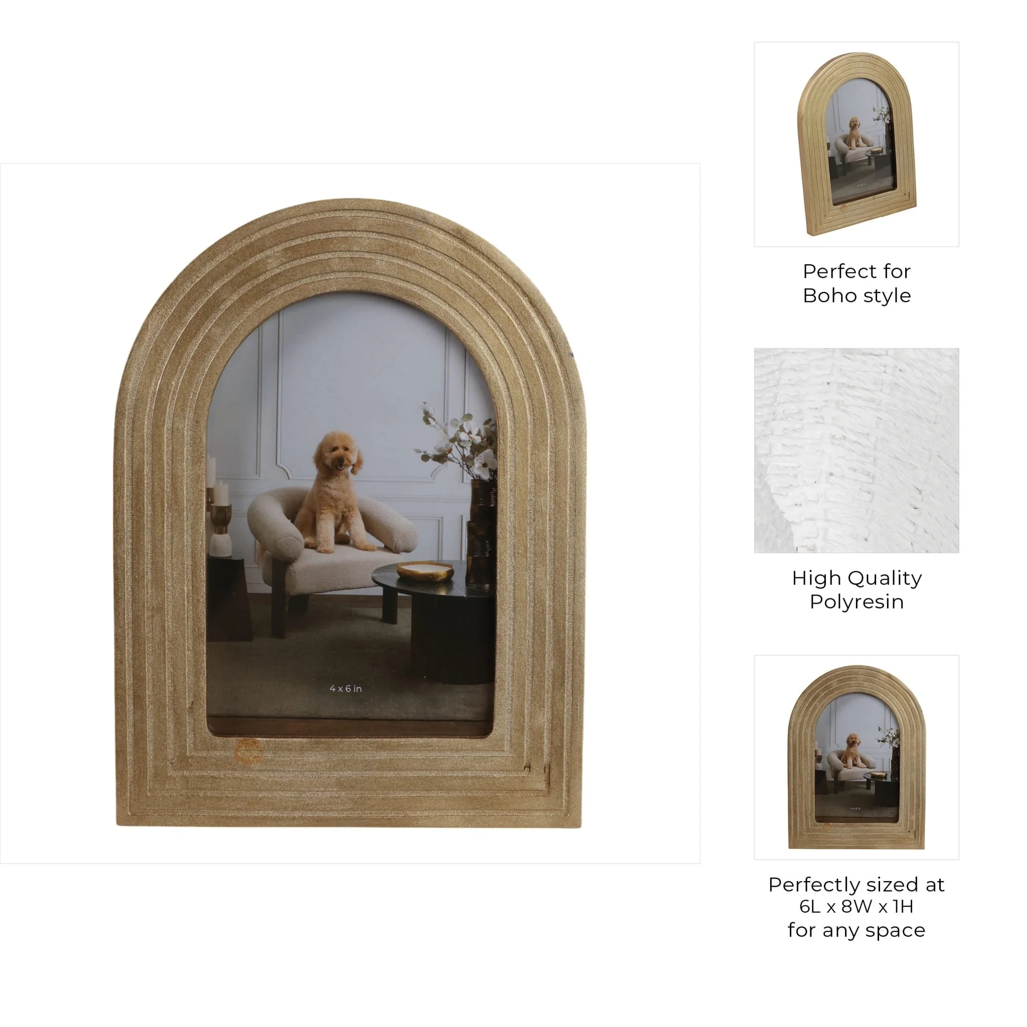 4x6" Arches Photo Frame, Gold - Image 8
