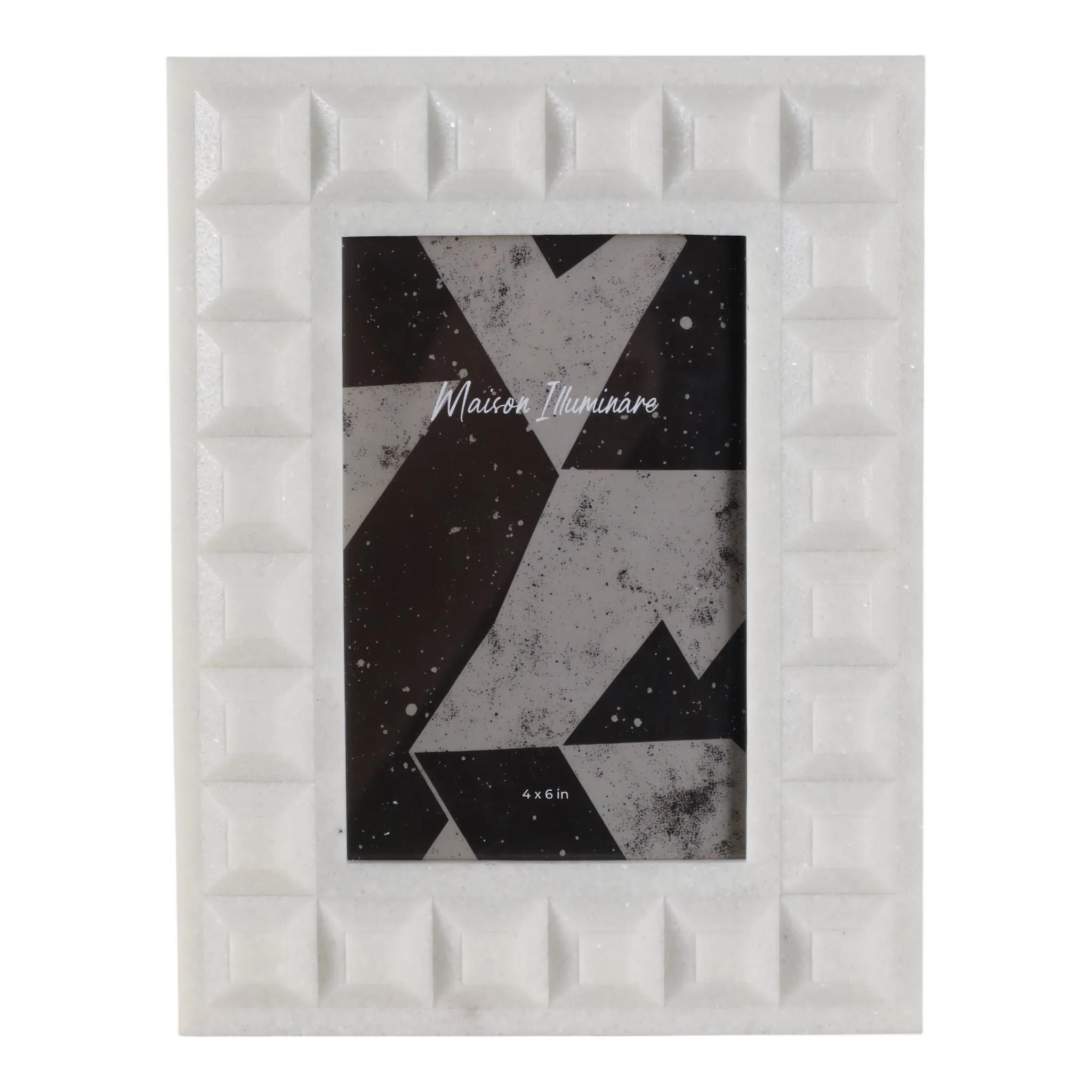 4x6" Block Border Quartz Resin Photo Frame, White
