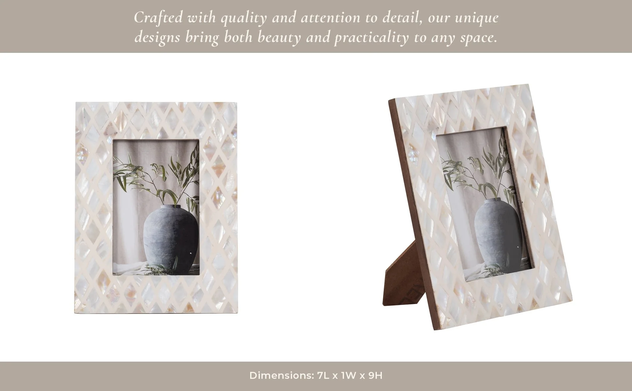 4x6 Capiz Diamond Photo Frame, Multi - Image 12