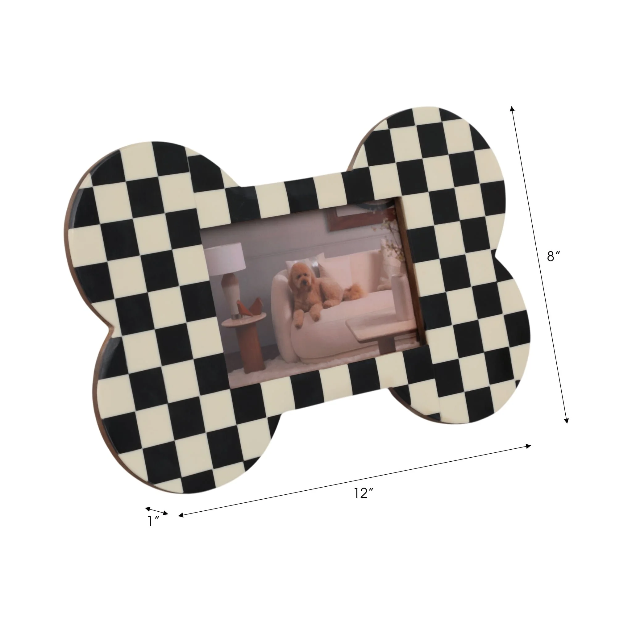 4x6 Checkerboard Dog Bone Photo Frame, Ivory/black - Image 7