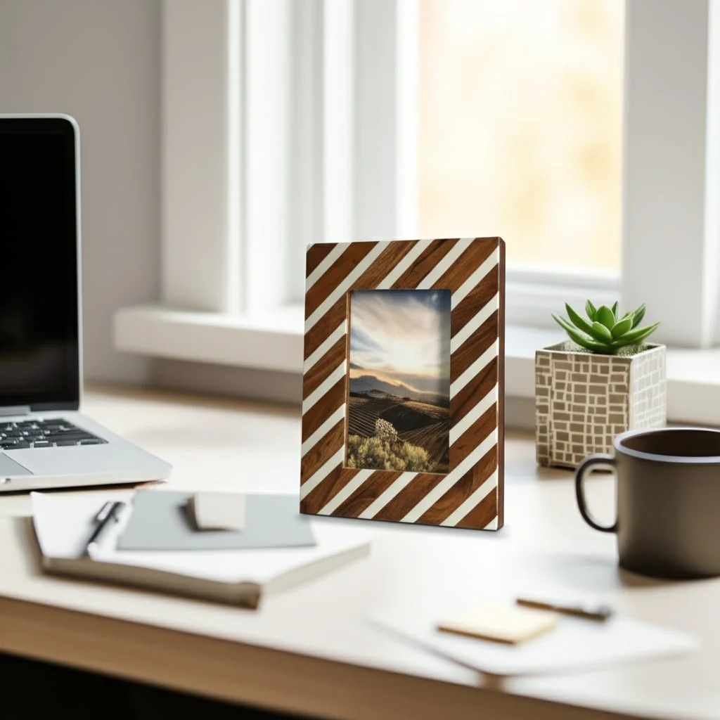 4x6 Diagonal Lines Photo Frame, Natural/ivory - Image 10