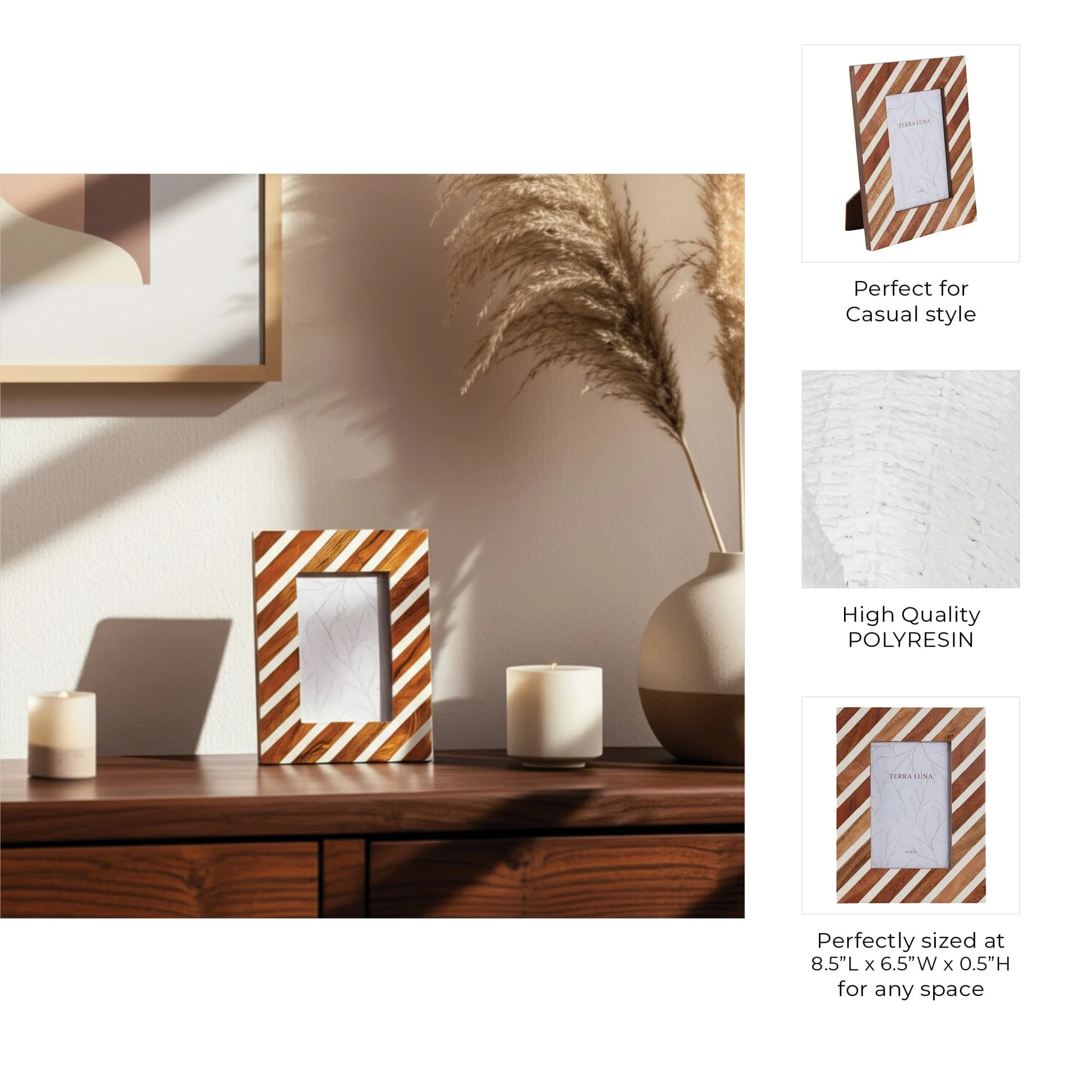 4x6 Diagonal Lines Photo Frame, Natural/ivory - Image 8