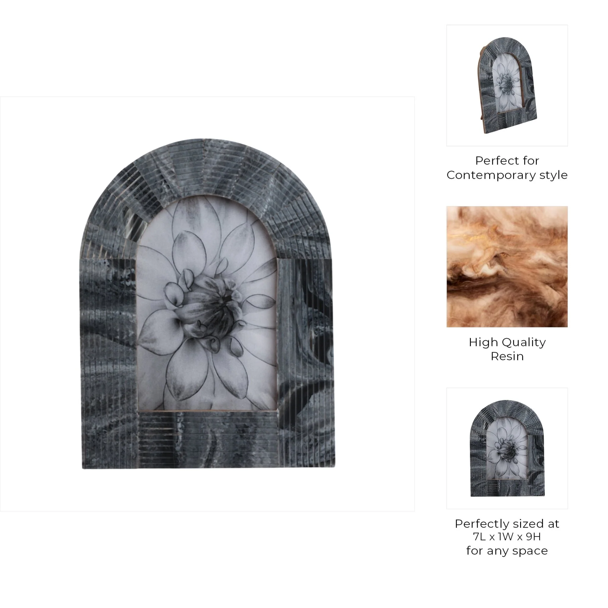 4x6 Grooved Arch Photo Frame, Marbled Grey - Image 8