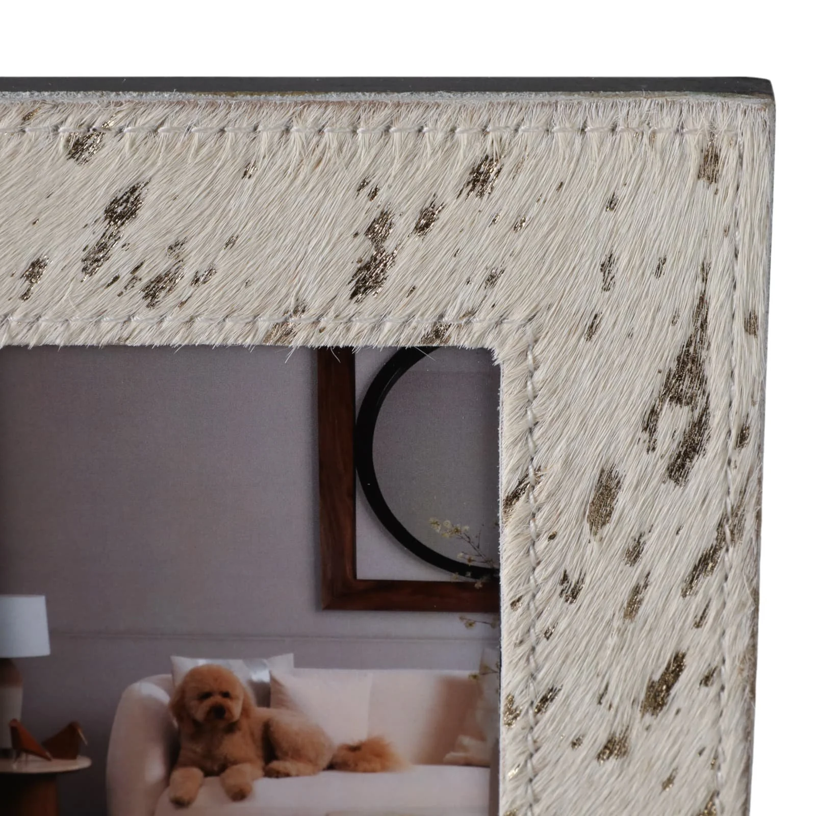 4x6" Hair On Hide Speckled Photo Frame, Tan - Image 5