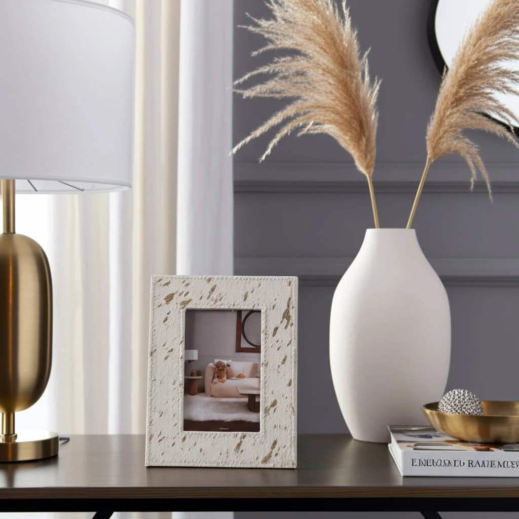 4x6" Hair On Hide Speckled Photo Frame, Tan - Image 9