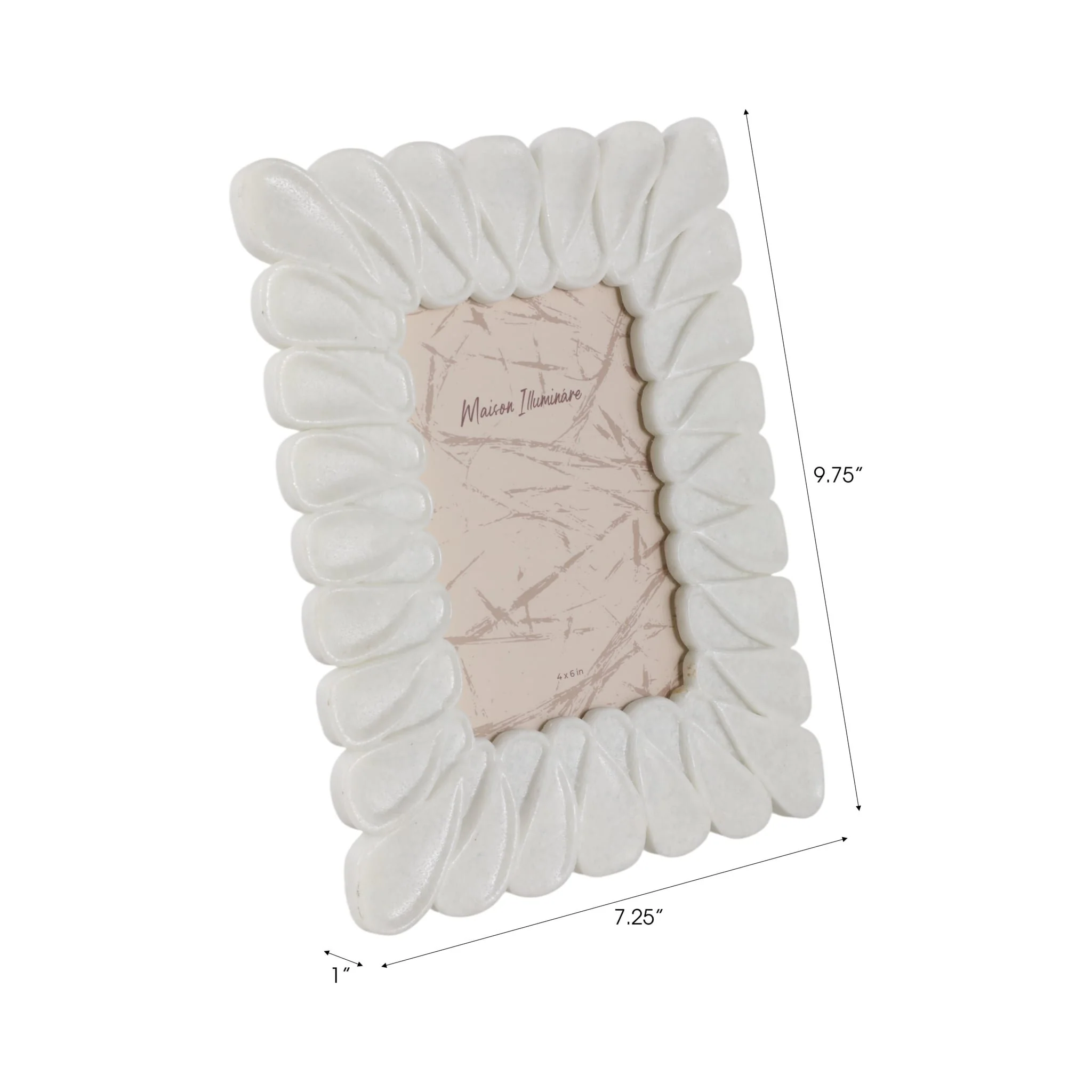 4x6" Loopy Quartz Resin Photo Frame, White - Image 2