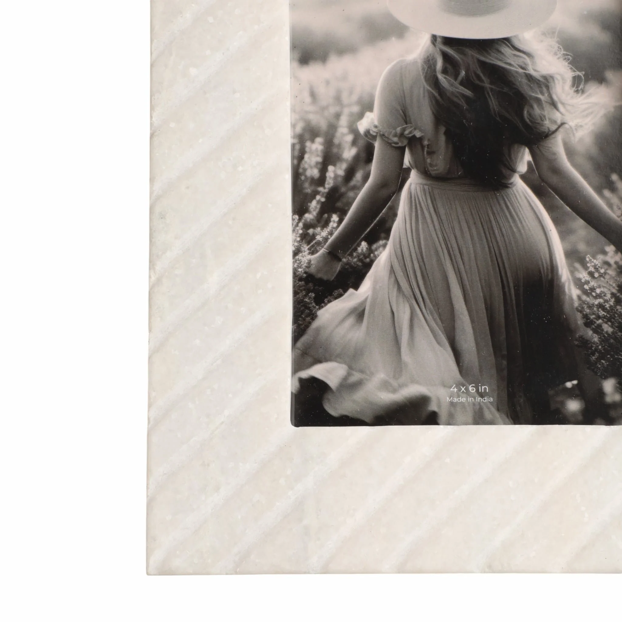 4x6 Marble Ridged Photo Frame, White - Image 5