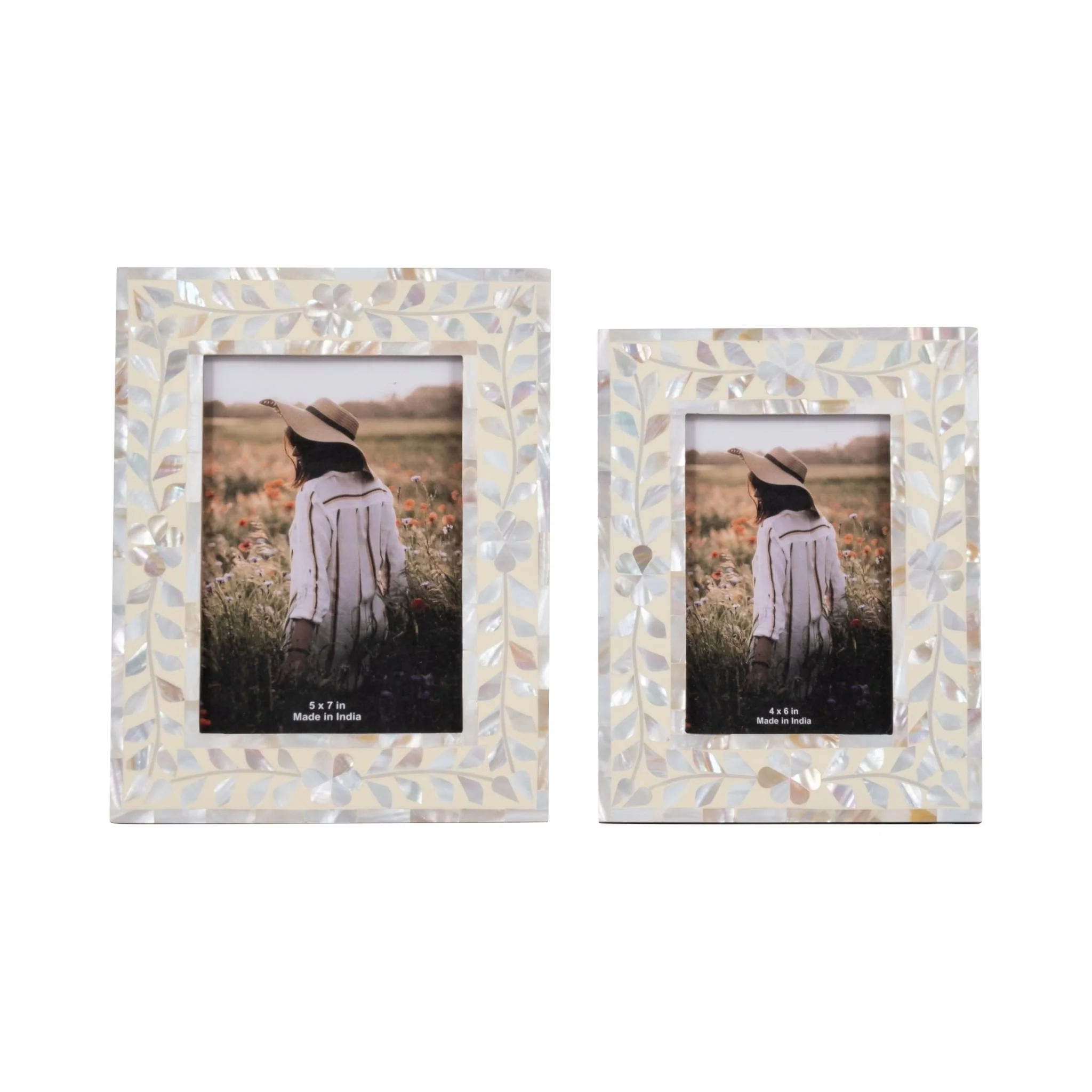 4x6 Mother Of Pearl Inlay Vine Photo Frame, Ivory - Image 6