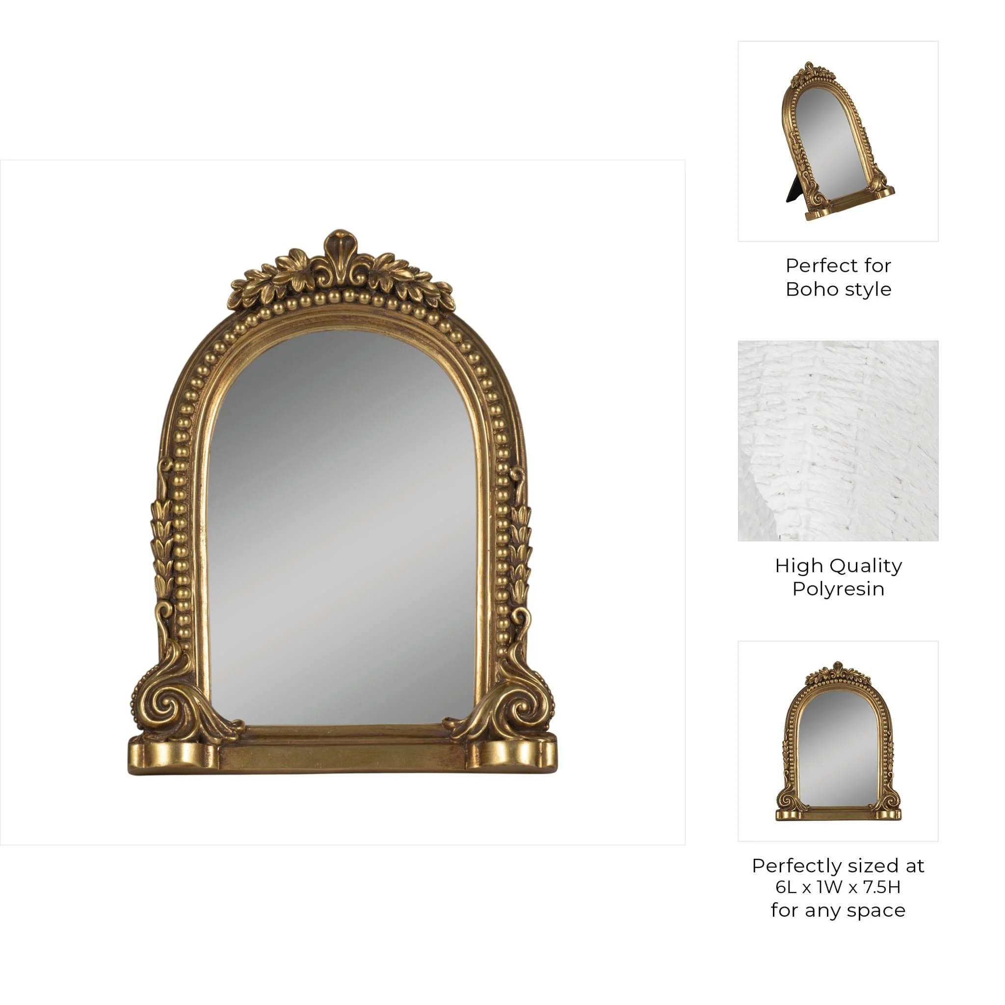 4x6 Ornate Arch Photo Frame, Gold - Image 8