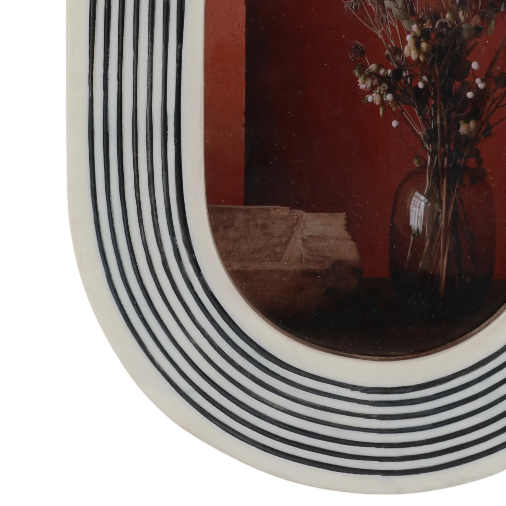 4x6 Oval Etched Lines Photo Frame, White/black - Image 5